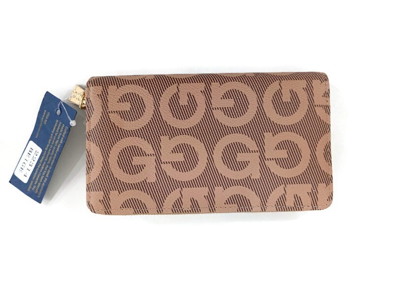 ​Polo Guy Women’s Wallet Beige Leather Fabric Organizer Clutch Purse 18×10.5x4cm
