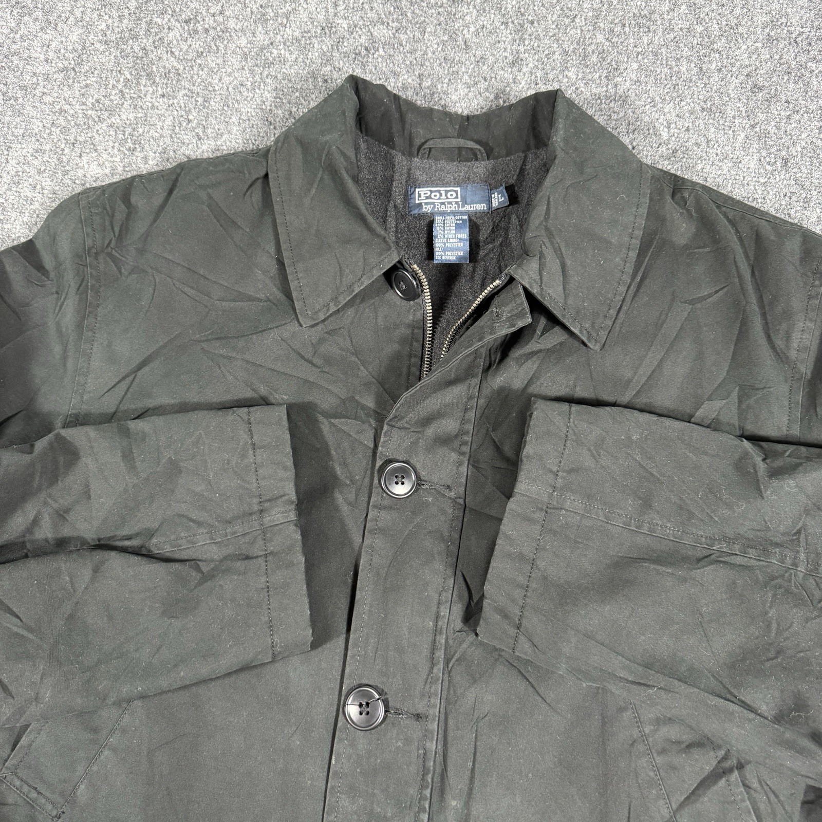 Vintage Polo Ralph Lauren Jacket Mens Size Large Barn Utility Chore Coat Black