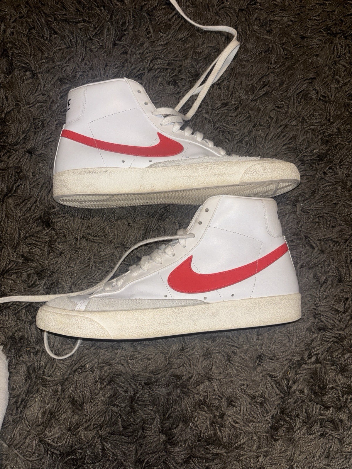 Nike Men’s High Top Blazers Sneaker Lace-Up White Red Blue Solid.Mens10.5
