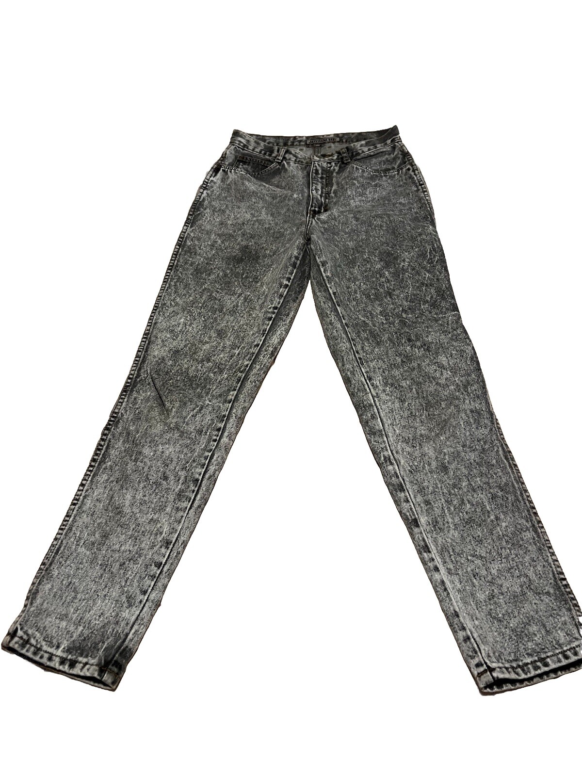 Vintage 80 Jordache Sz 10 straight leg jeans women rise logo stitching Acid Wash