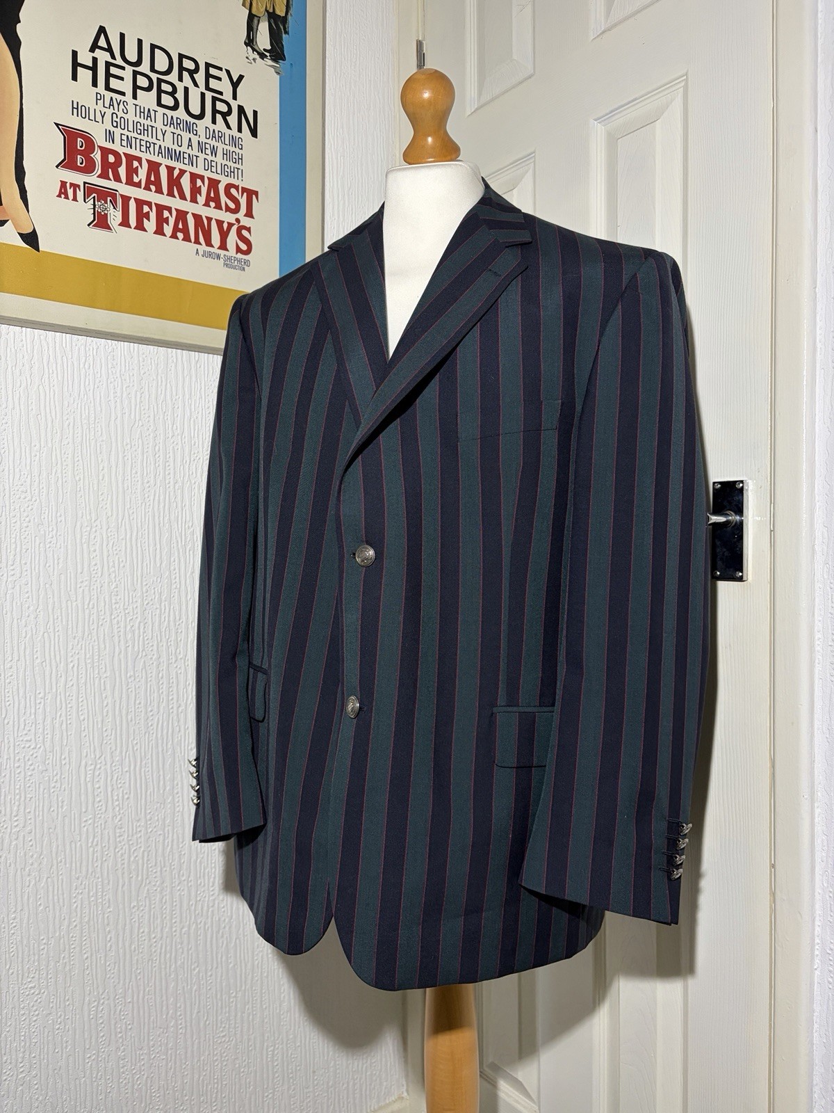 Gurteen Men’s Boating Blazer Jacket Mod Regatta Cruise Striped Blue Green