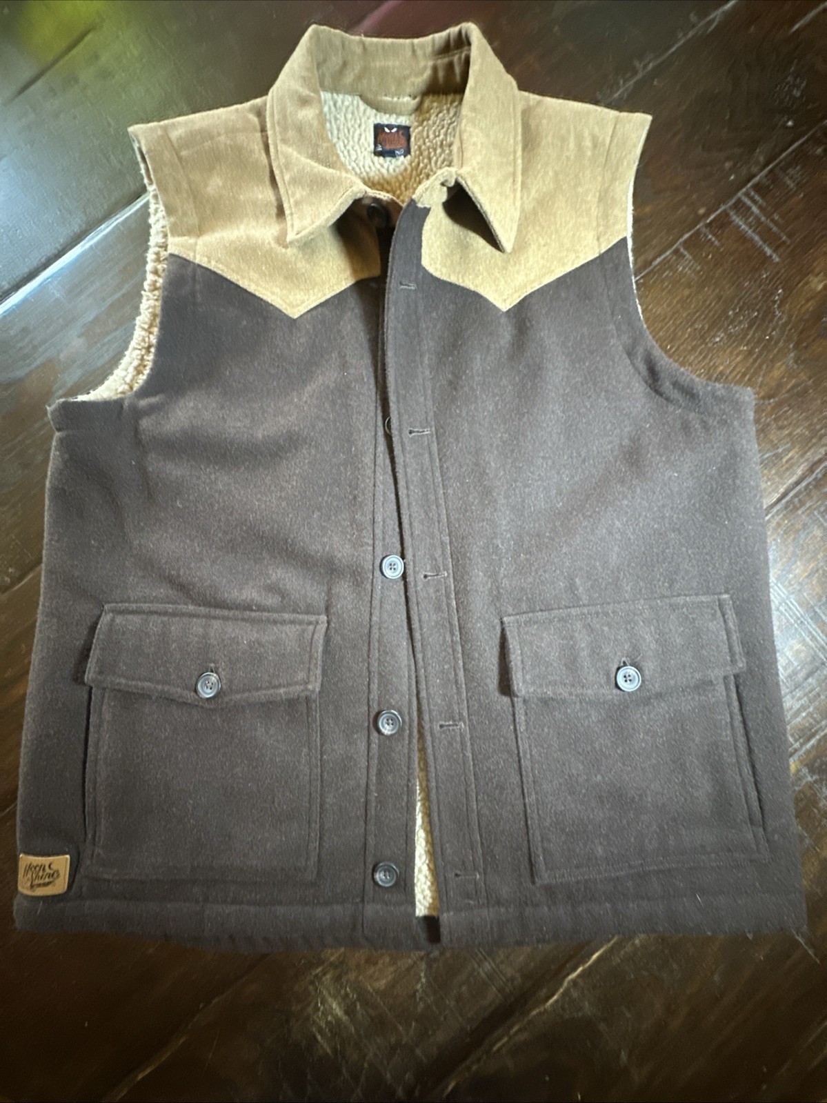 Moon Shine Spirit Wool Vest Sherpa Fleece Lined Outdoor Cozy Western Sz Large