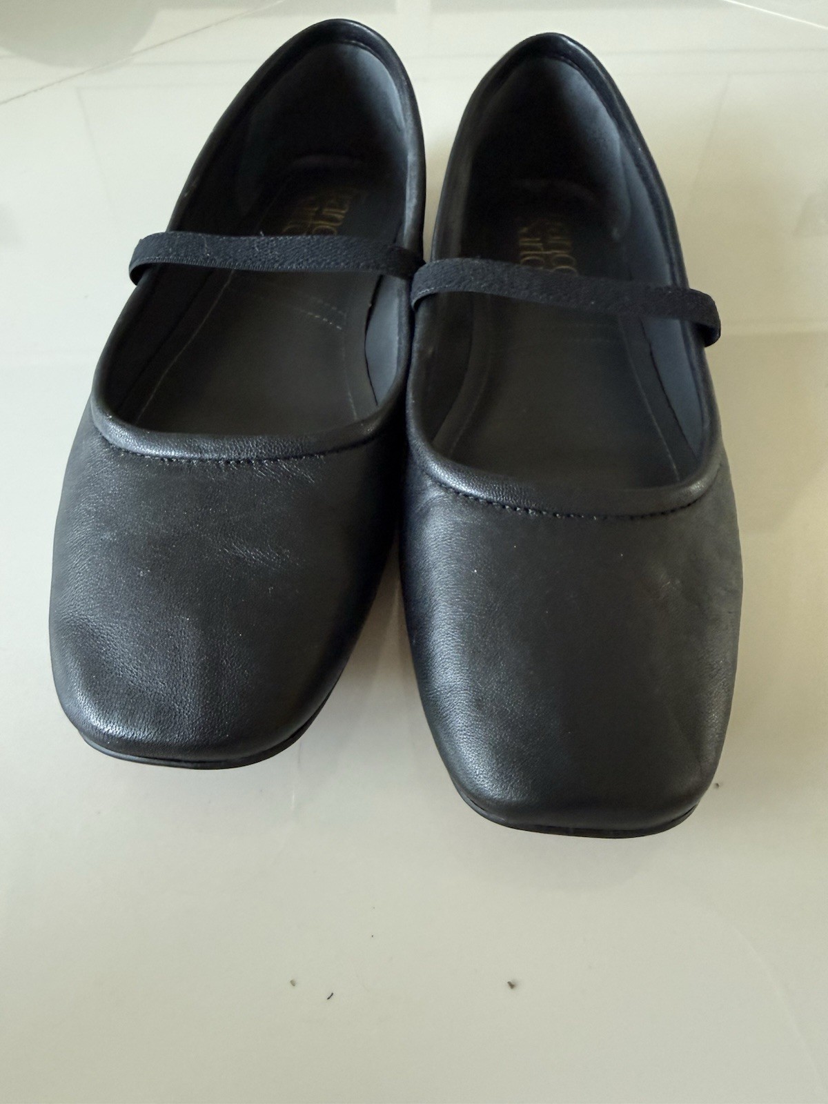 Franco Sarto Mary Jane Flats Black Leather Eileen 6 M Square Toe