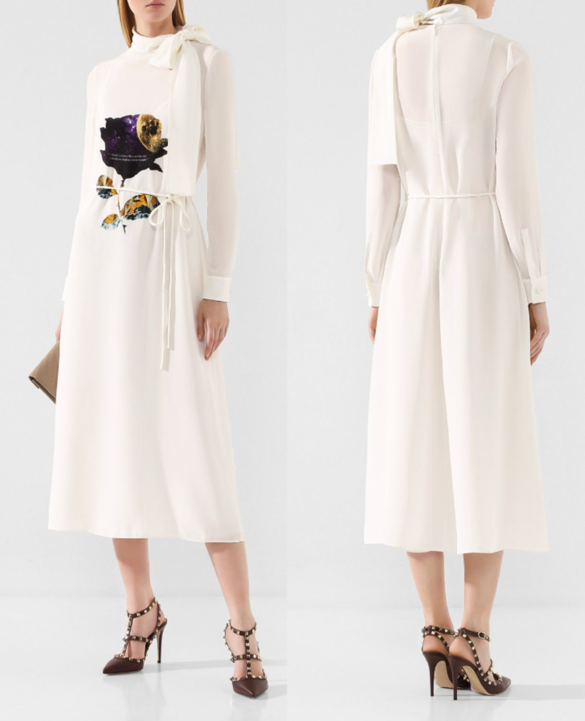 Valentino Garavani Silk Dress Midikleid Midi-Dress Emancipation of Poetry New S