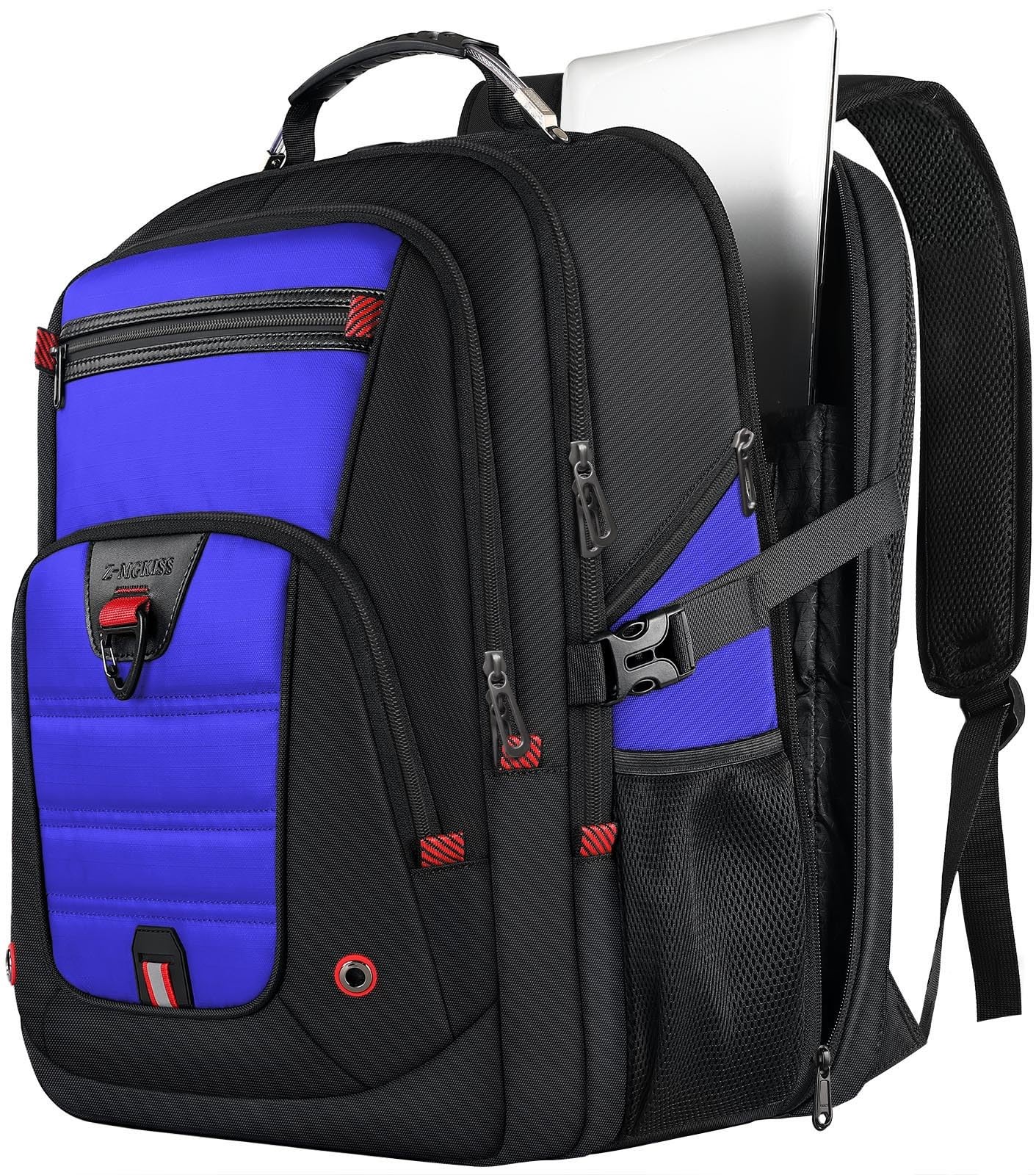 52L Extra Large Travel Backpack Blue Fits 17.3in Laptop TSA Anti Theft Daypack