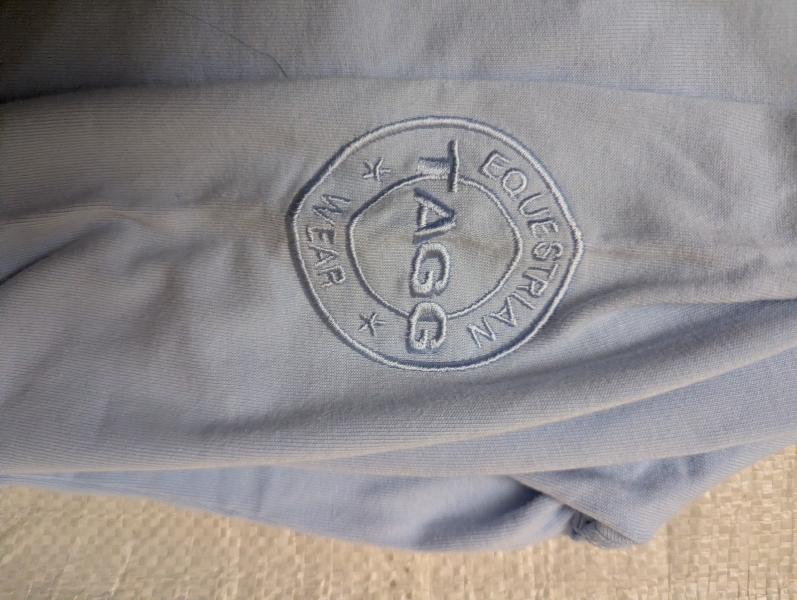 New with Tags Tagg Equestrian Long Sleeve 100% Cotton Sky Blue Top Size SM