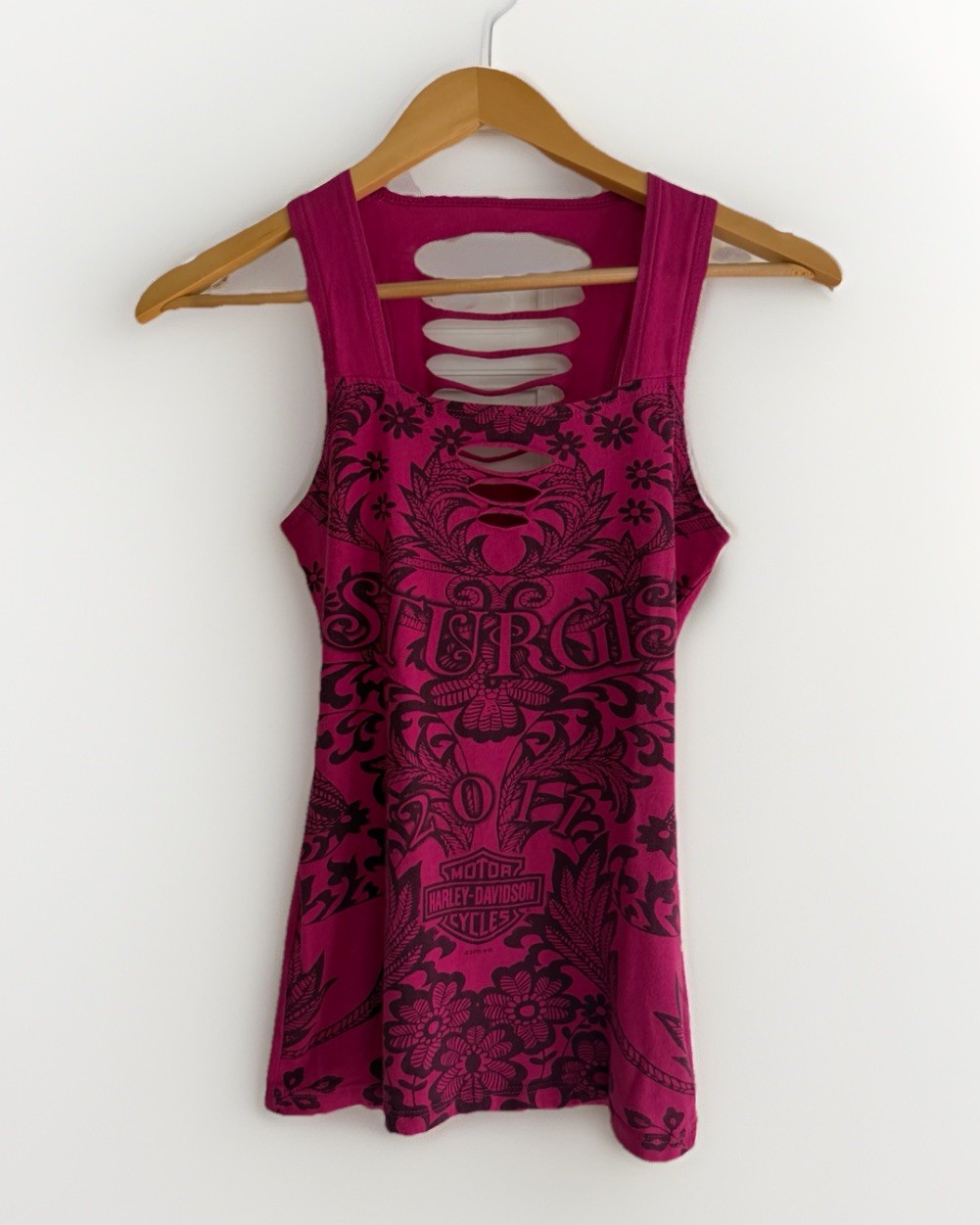 Harley-Davidson Sturgis Pink Cutout Sleeveless Tank Top ~Made in USA~ Size S – M