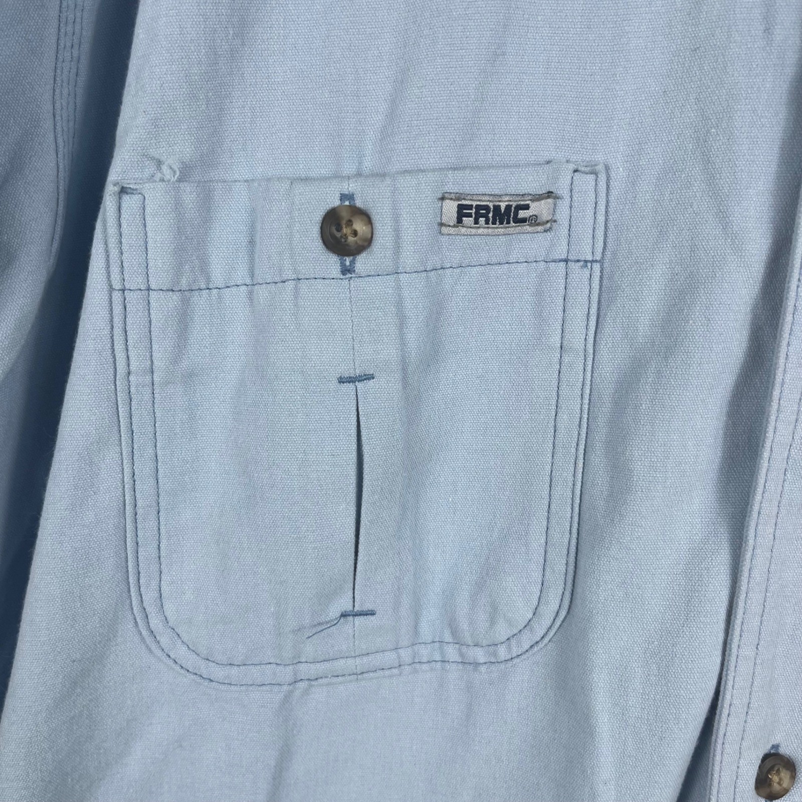 Tyndale FRMC Flame Resistant Work Shirt Mens XL Long Light Blue CAT 2 Arc 9.1