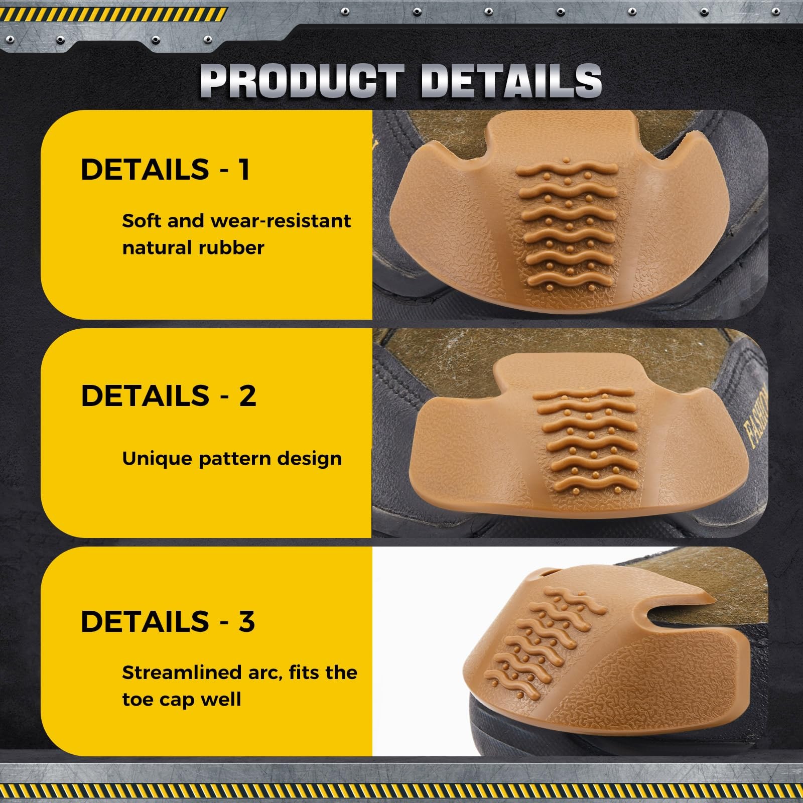 Geyoga 8 Pcs Boot Toe Protectors Work 9 x 4 cm/ 3.54 x 1.57 inch, Brown