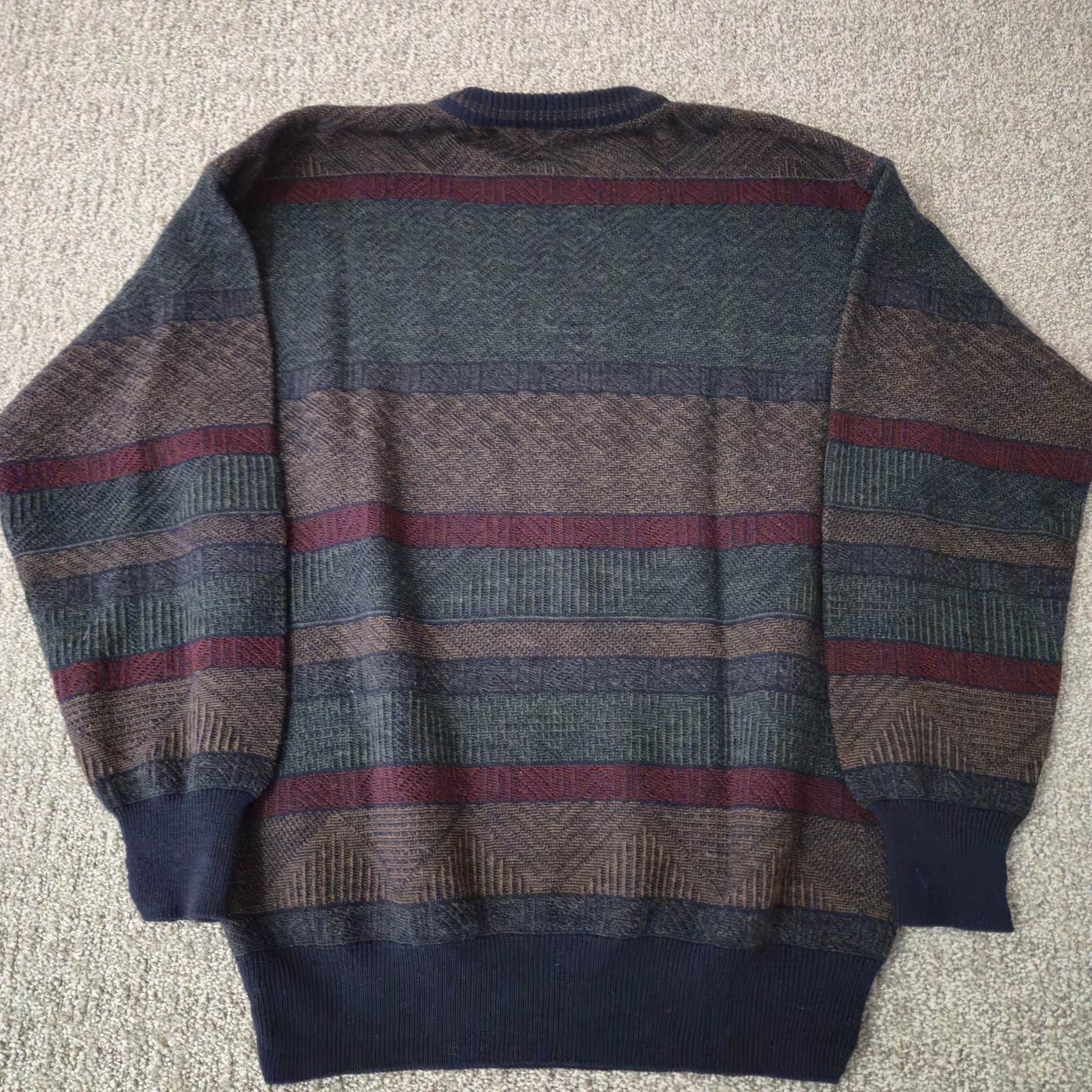 Florence Tricot Knit Sweater Mens Medium Wool Blend Striped Made In Italy