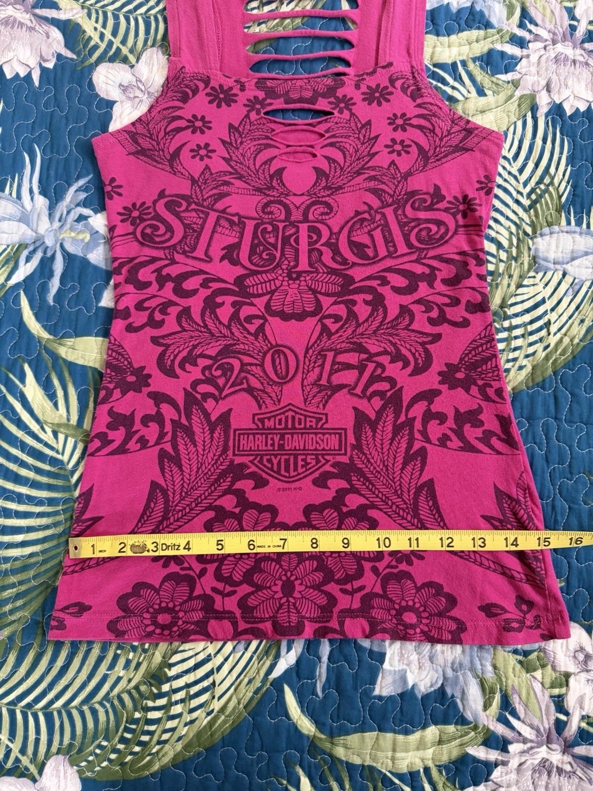 Harley-Davidson Sturgis Pink Cutout Sleeveless Tank Top ~Made in USA~ Size S – M