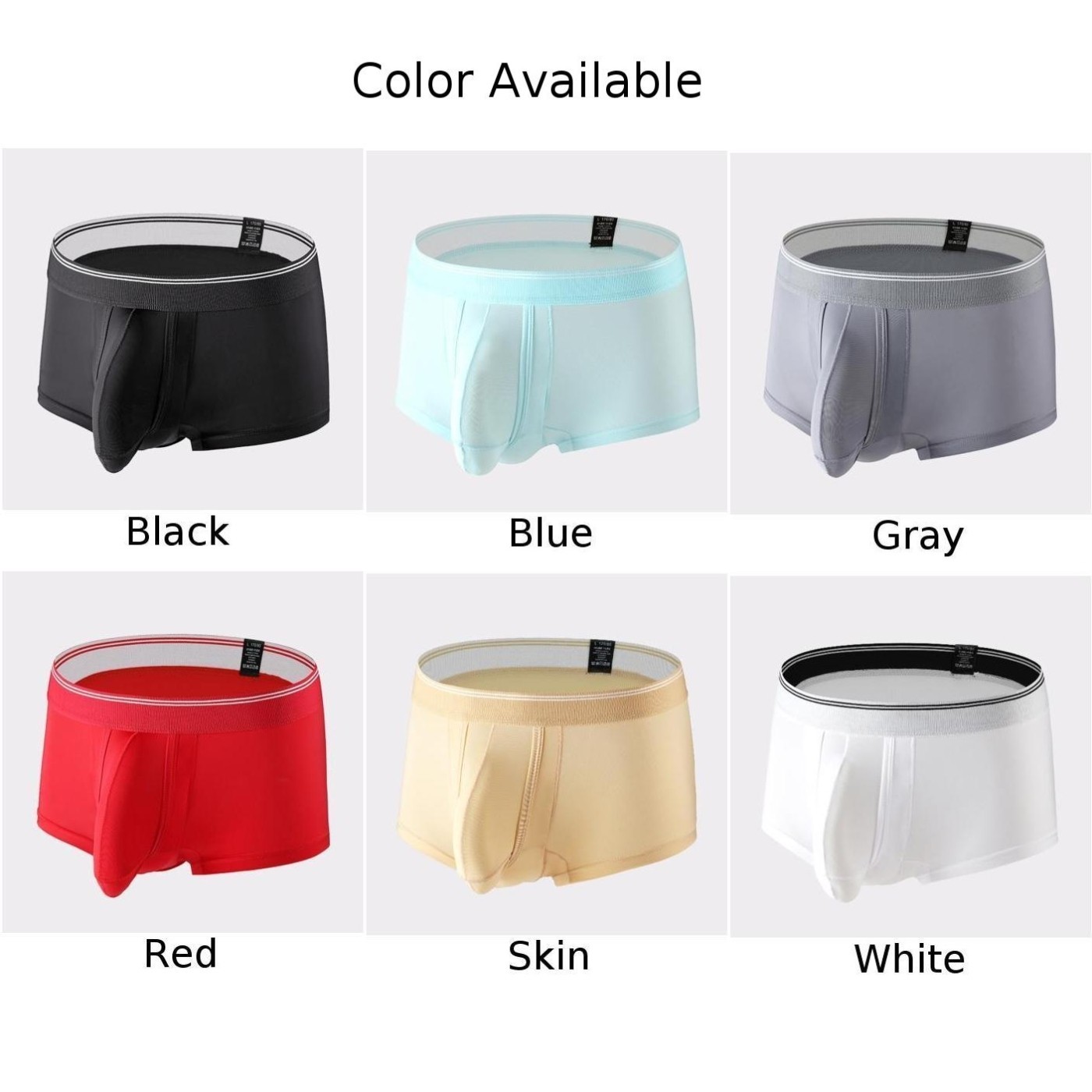 Middle Waist Men’s Ice Silk Briefs Solid Color Underwear Breathable and Soft