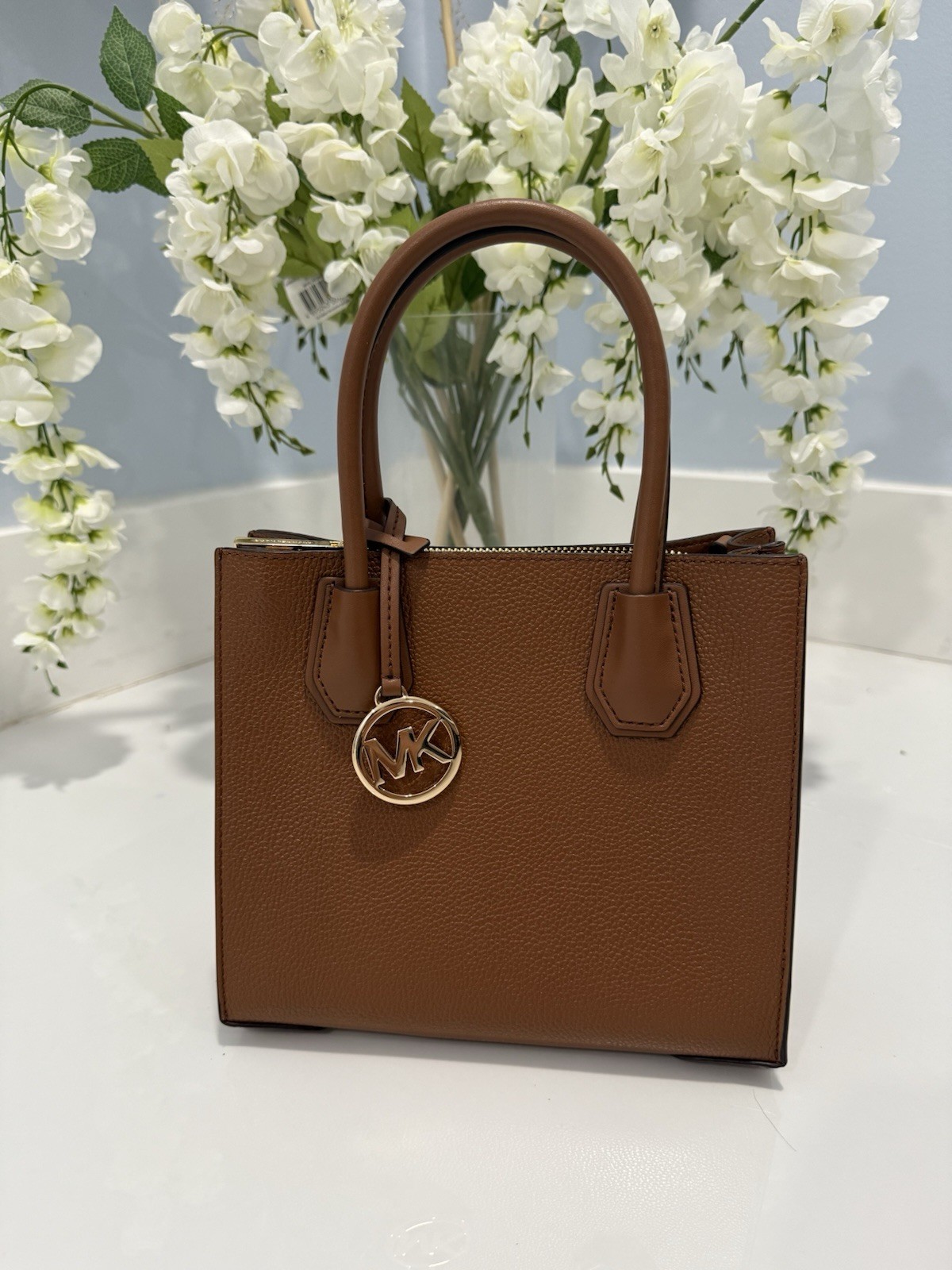 Michael Kors Mercer Small Center Zip Satchel Bag Crossbody Optic