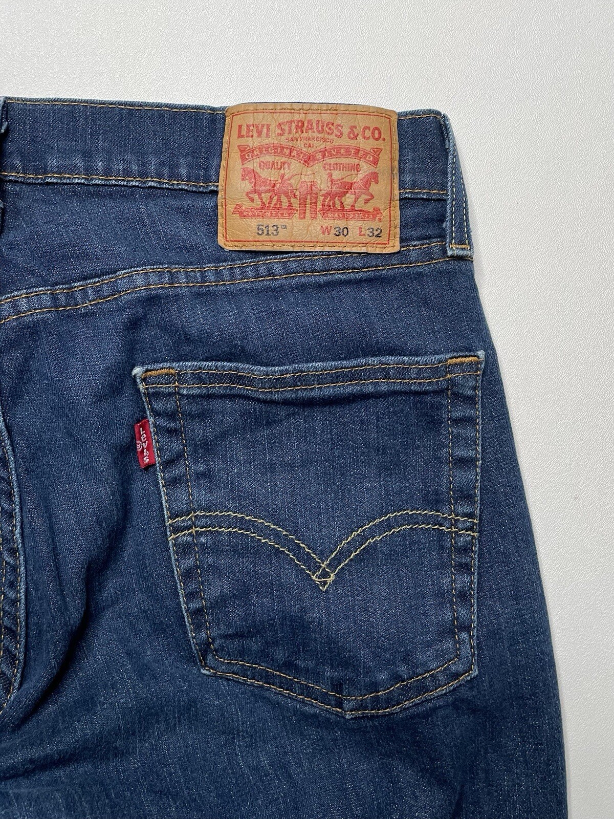 Vintage Wash Levi’s 513 Slim Straight Leg Denim Blue Jeans 30 x 31
