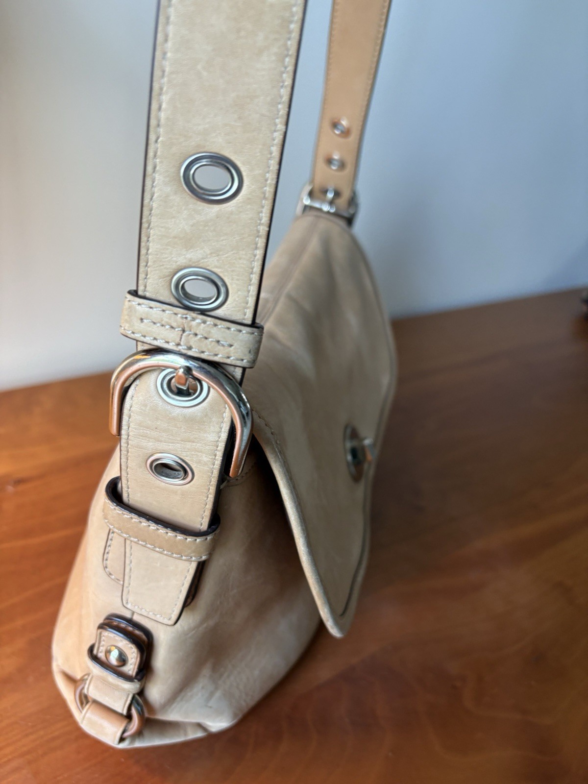 COACH C1069-F15170 Flap Legacy Camel Tan Leather Shoulder Crossbody Duffle Bag