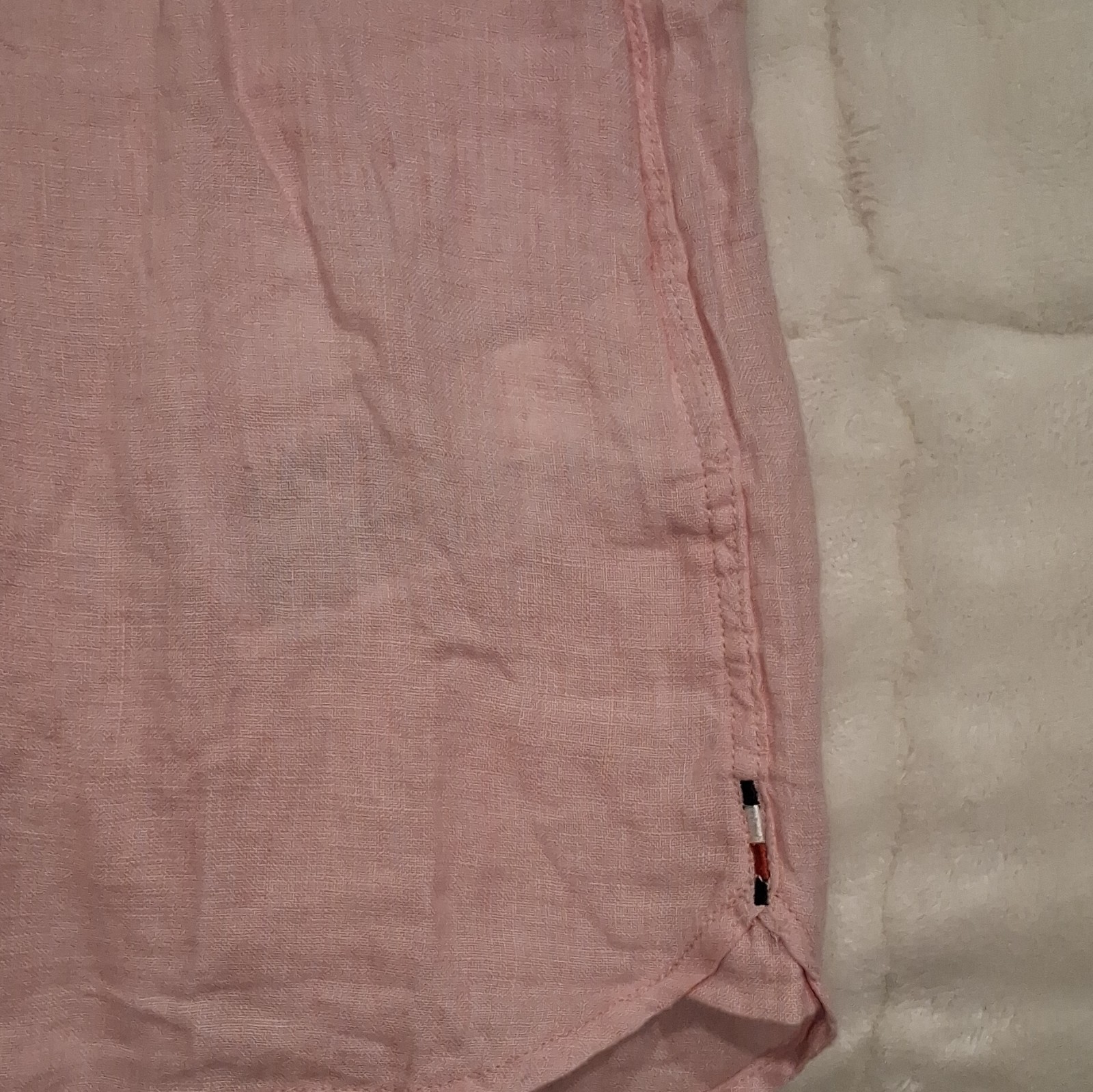 Tommy Hilfiger Men’s Linen Regular Fit Pink Short Sleeve Button-Down L/G