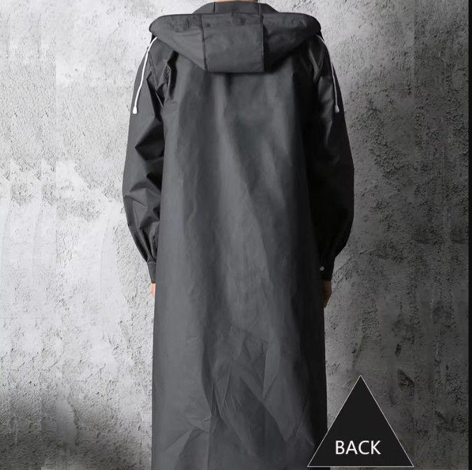 Men/Women Black Waterproof Raincoat Rain Coat Trench Poncho Rainwear Jacket