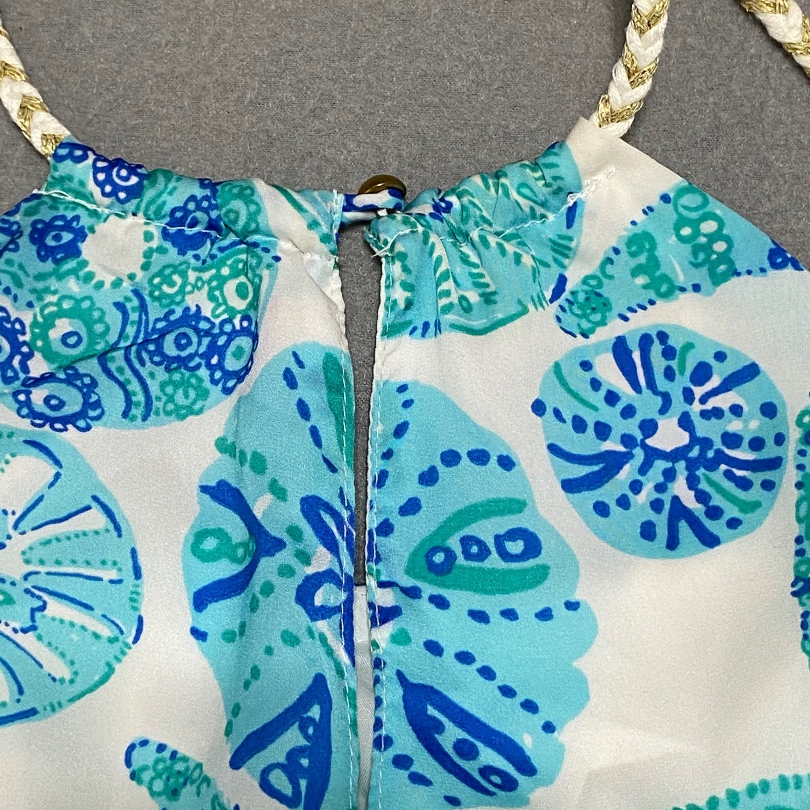Lilly Pulitzer for Target Blue Sea Life Halter Top Braided Straps 2X Plus Size
