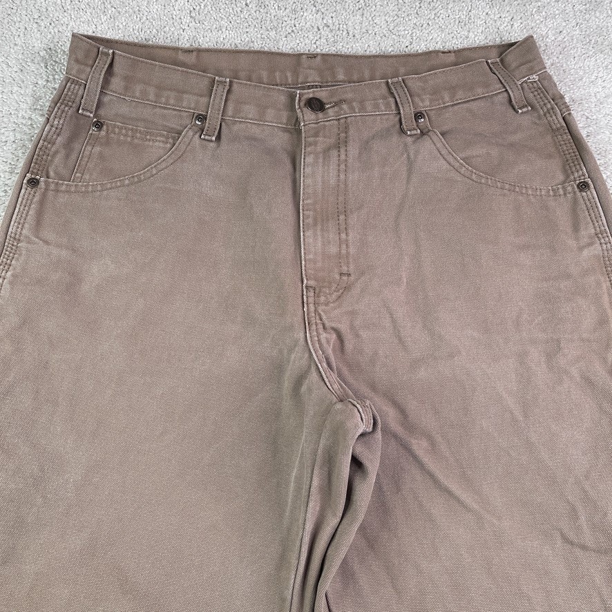 Dickies Pants Mens 34×34 Brown Carpenter Utility Canvas Workwear Hammer Loop