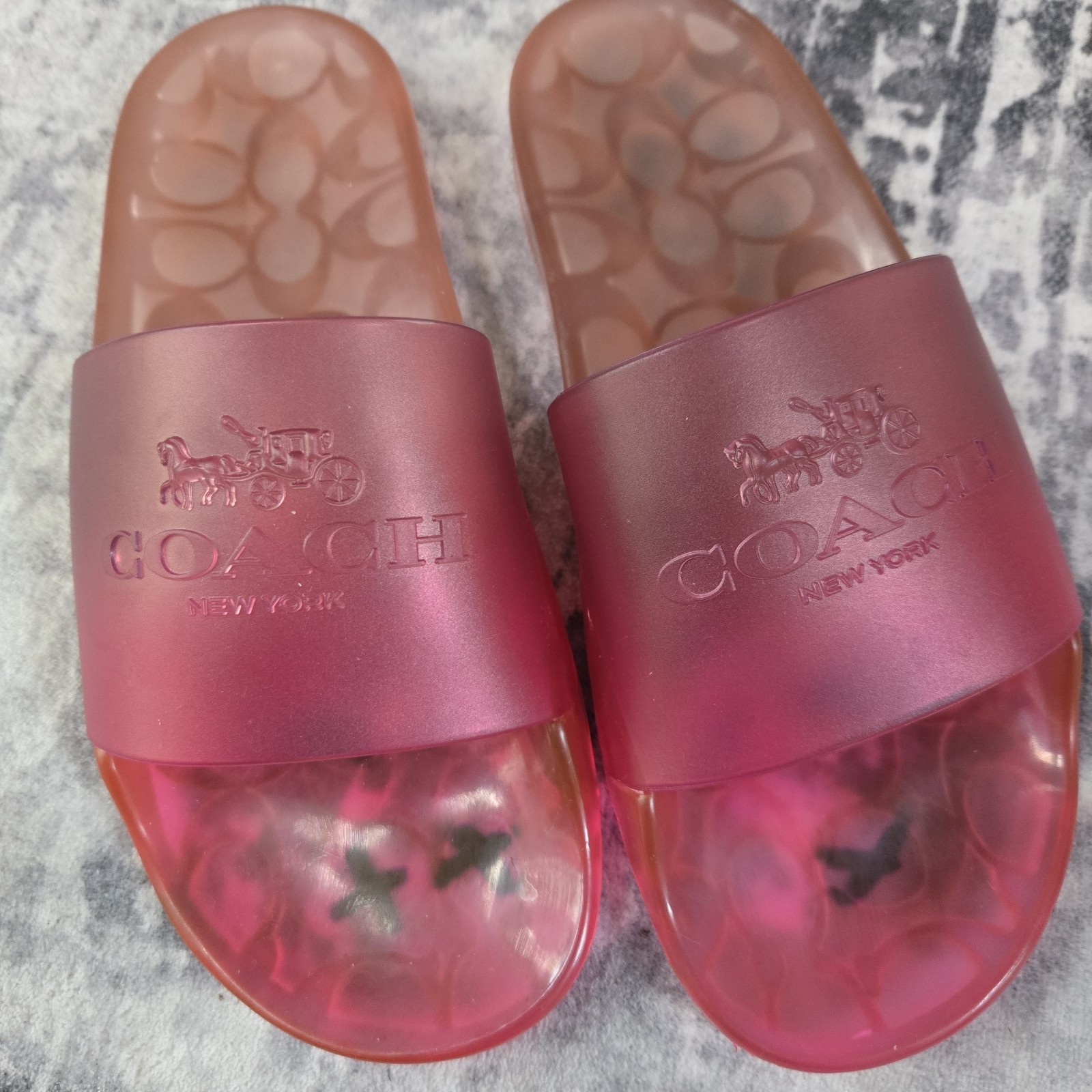 Coach Signature Pink Logo Slide Sandals Women’s Slip On US 7B EU 37.5 C3068