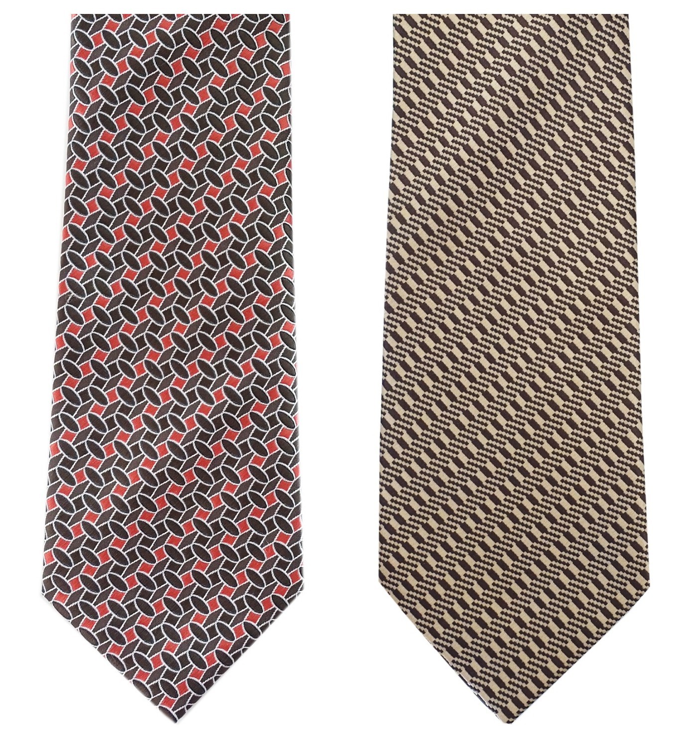 Extra Long Mens 63″ Tie Woven Jacquard Coffee/Brown XL Necktie 160cm 2PCS Pack
