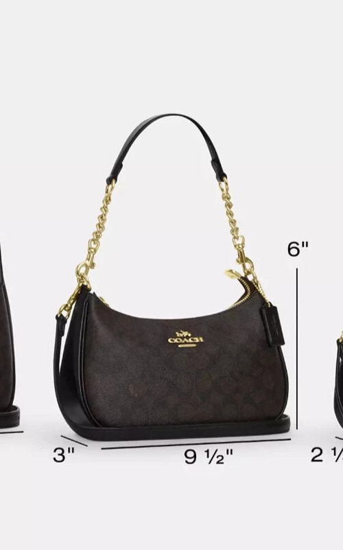 Coach Sand Multi Teri Floral Print Signature Coated Canvas Shoulder Bag (CAL37)