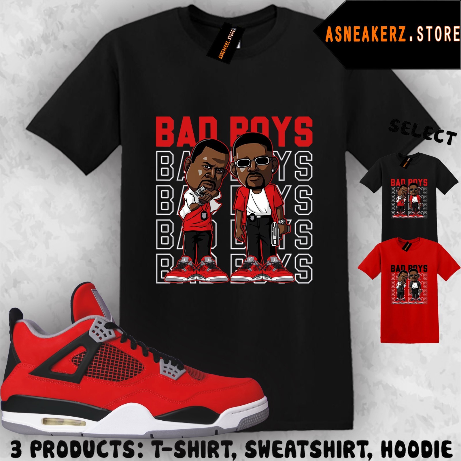 Tee Shirt Matching AJ 4 Toro Bravo 2026 To Match Sneaker Bad Boys T-Shirt