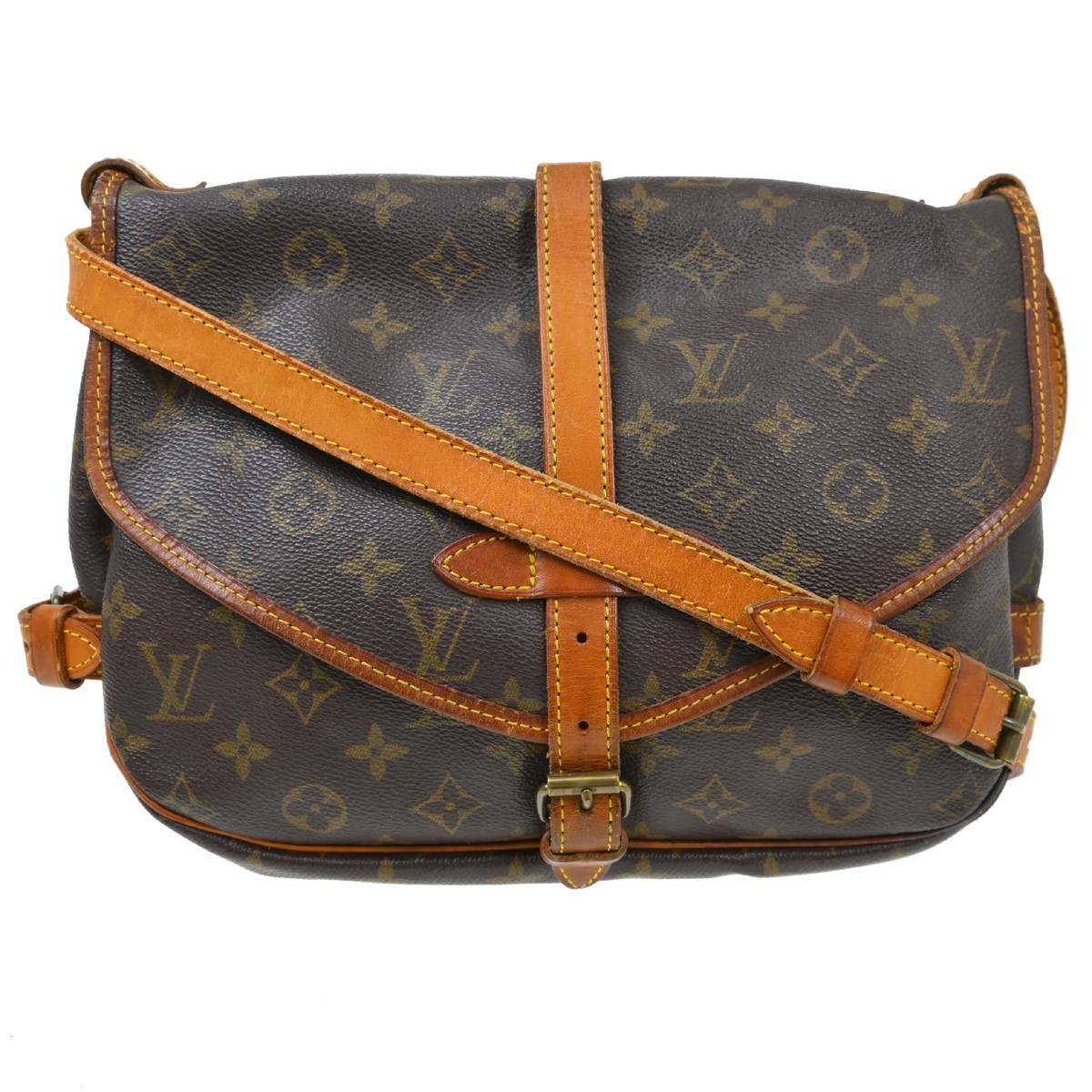 Best05 LOUIS VUITTON MONOGRAM SAUMUR 30 MESSENGER BAG M42256 AR1902 YQ08819