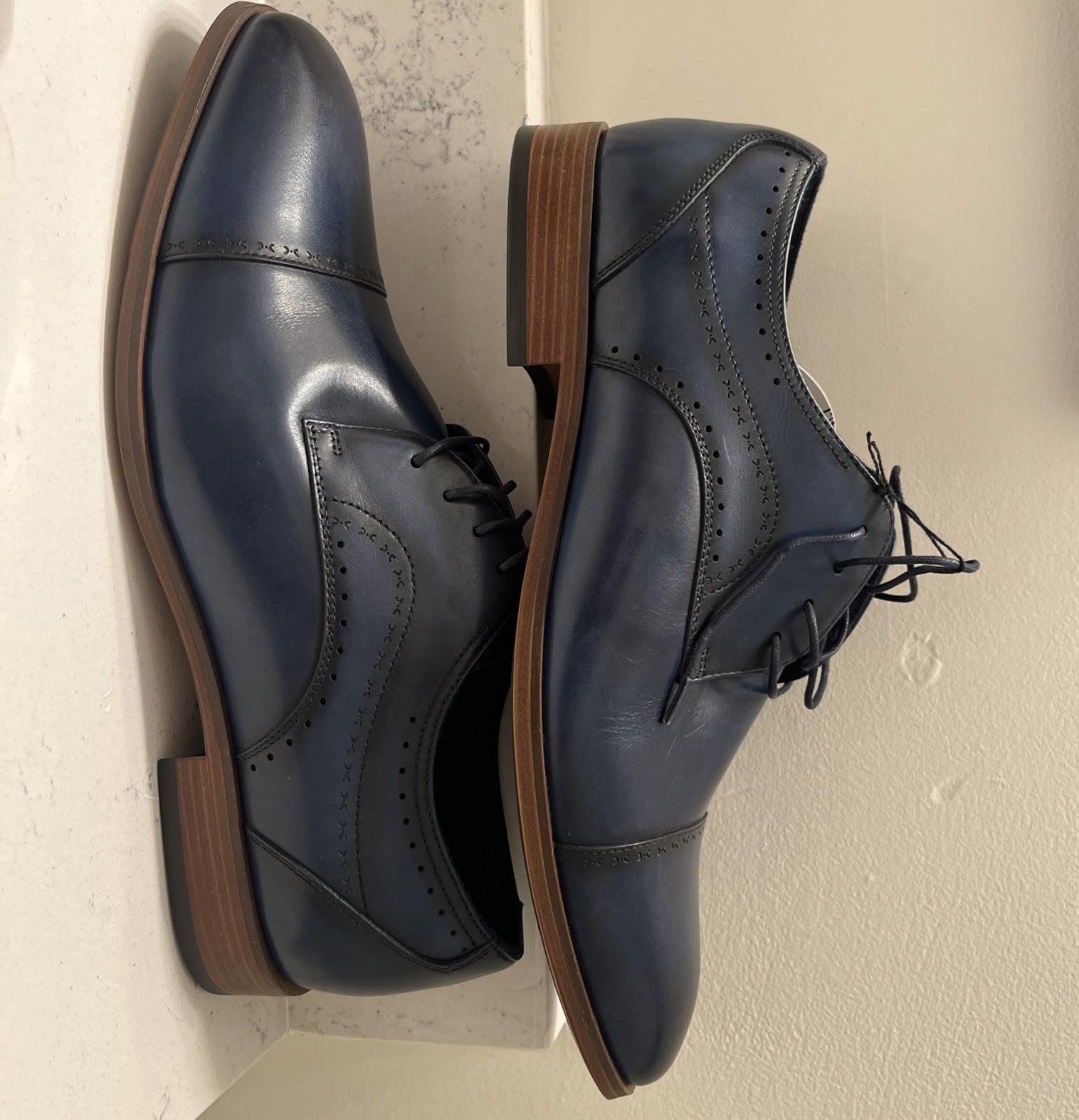 Stacy Adams Men’s Bryant 25634-410 Cap Toe Navy Leather Comfort Oxford – Stock