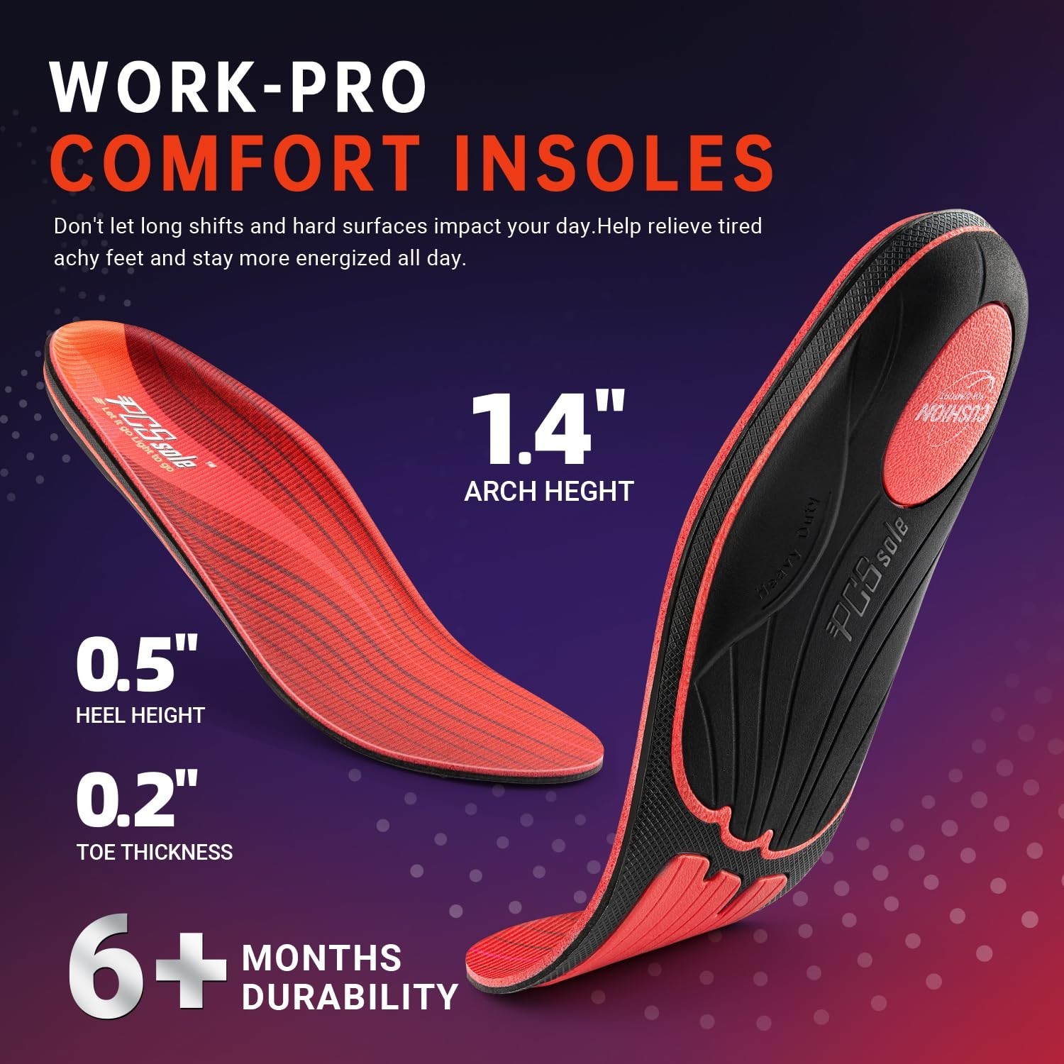 High Arch Support Insoles for Plantar Fasciitis – Heavy Duty Comfort Cushion Ins