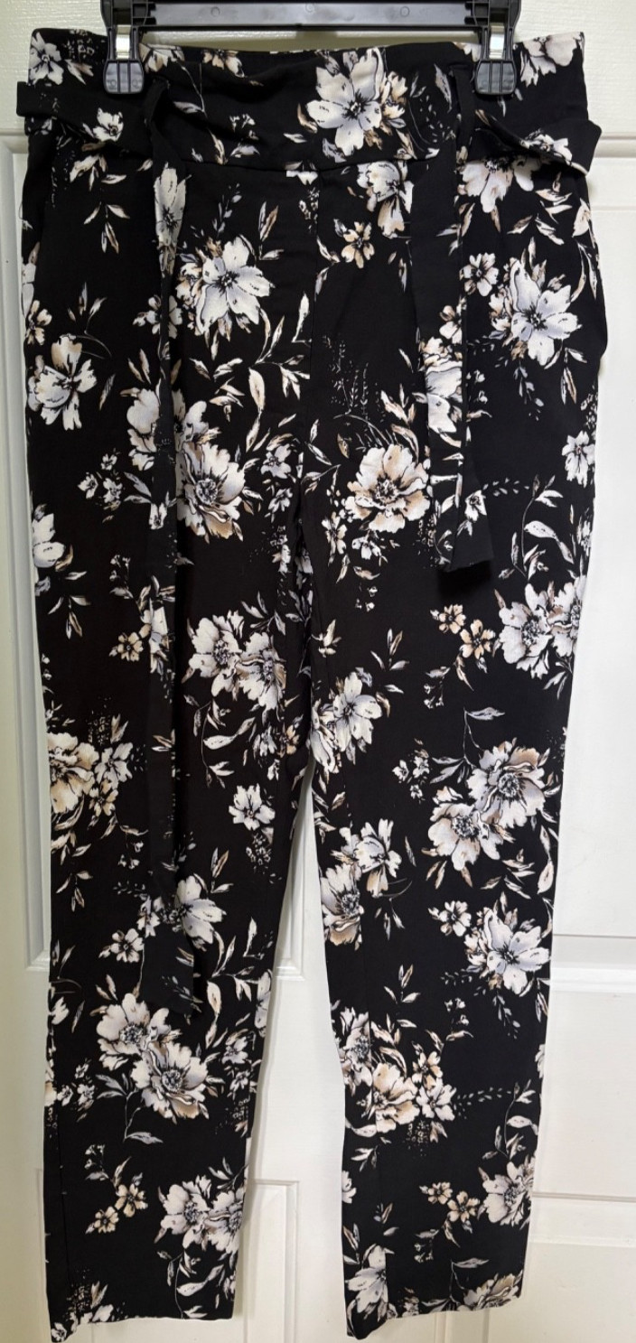 Jules & Leopold Pull On Slim Leg Ankle Length Flowers Floral Pants Size S