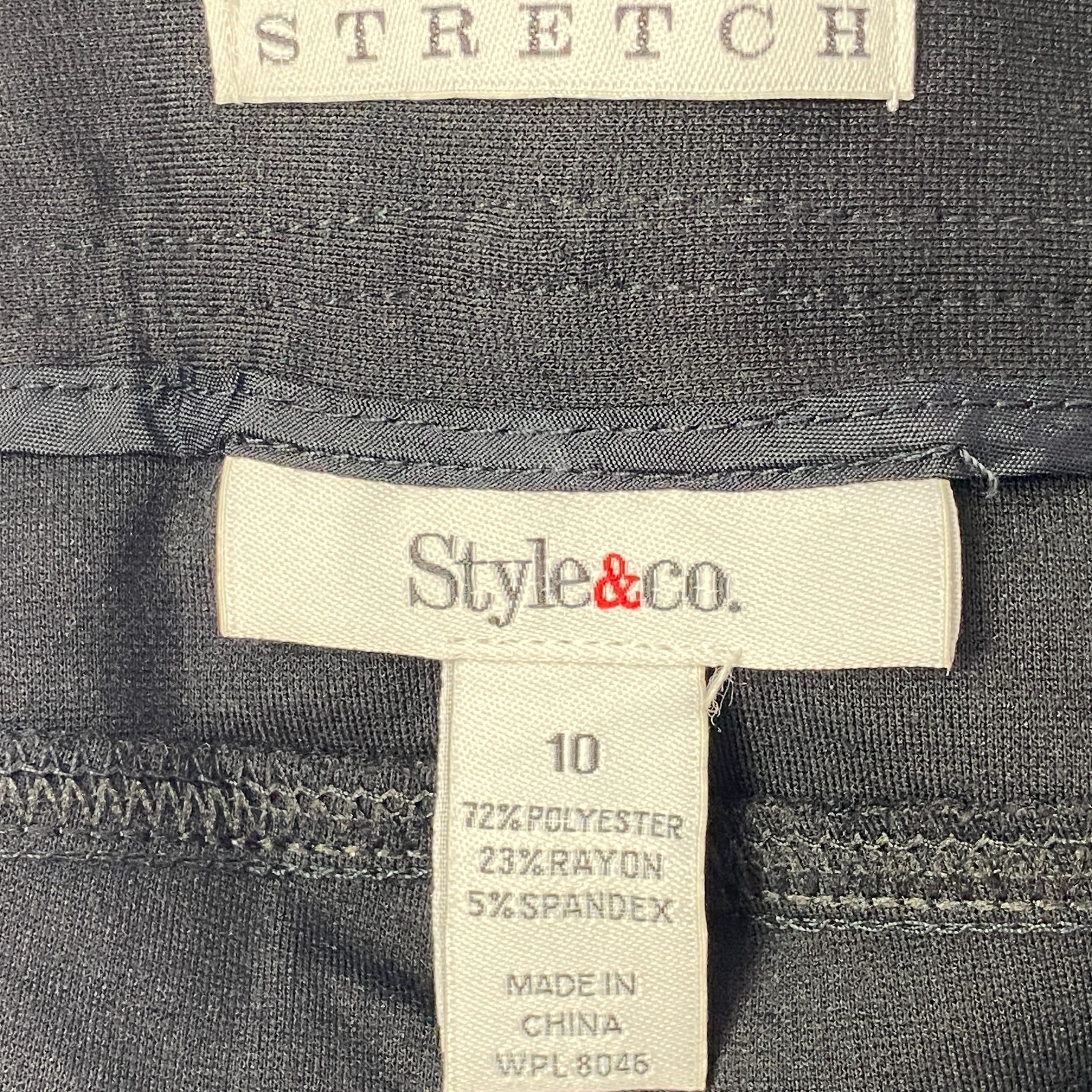Style & Co Pants Womens 10 Black Rhinestones Barely Boot Below Waist Stretch NWT