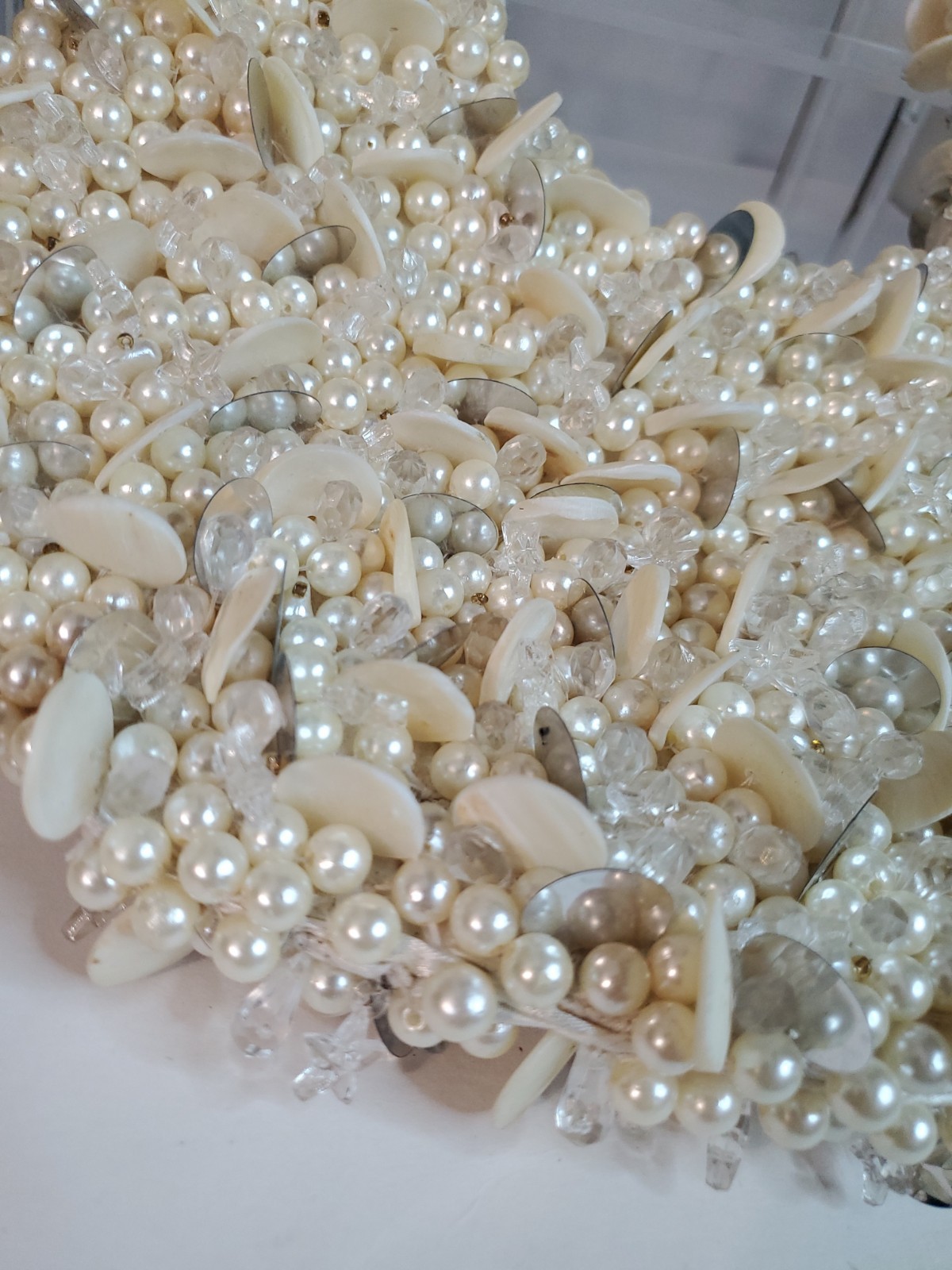 Natural Shell & Faux Pearl Beaded Shoulder Bag Purse Mermaidcore Coastal
