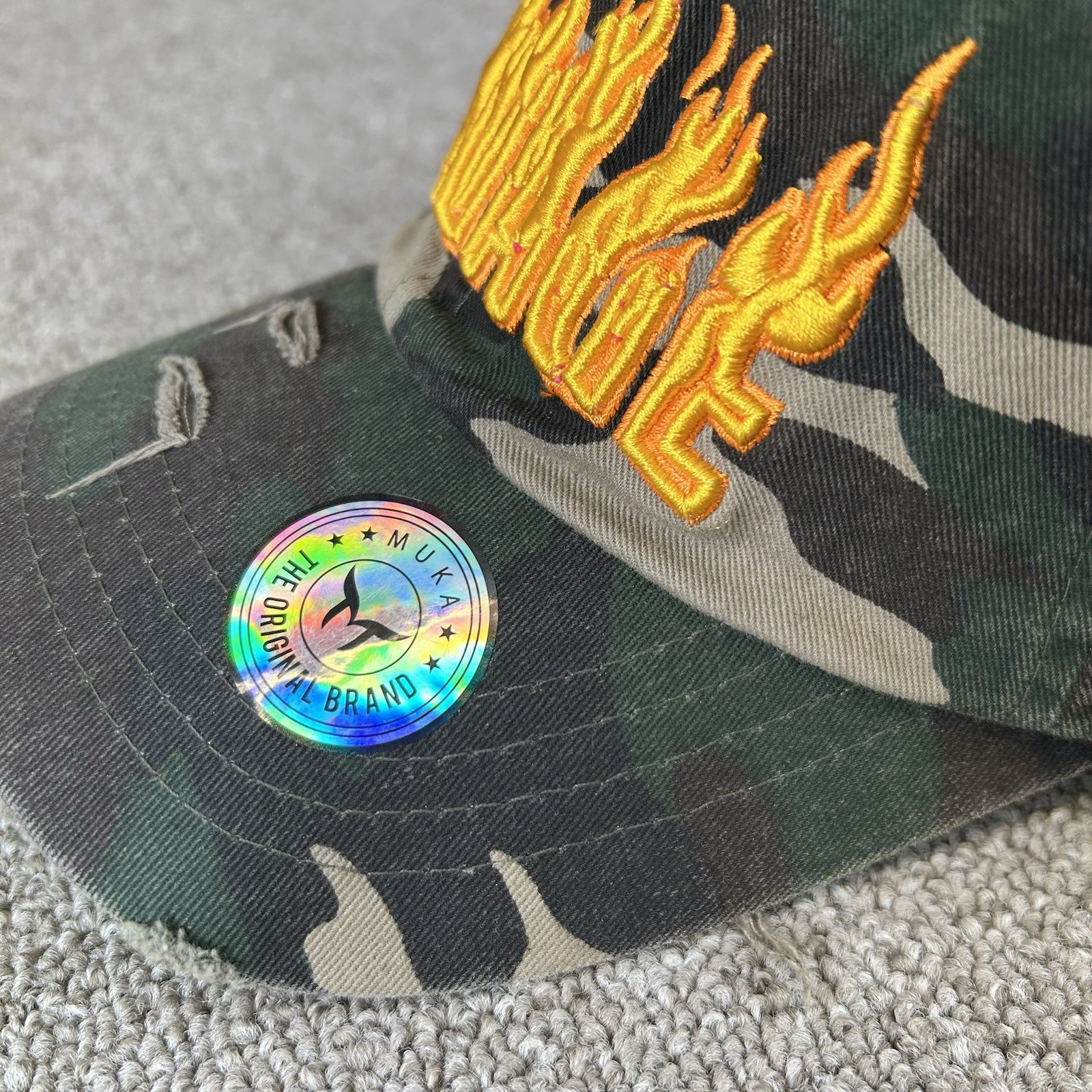 Muka “Savage” Dad Cap Hat Camo Distressed Adjustable New Without Tags