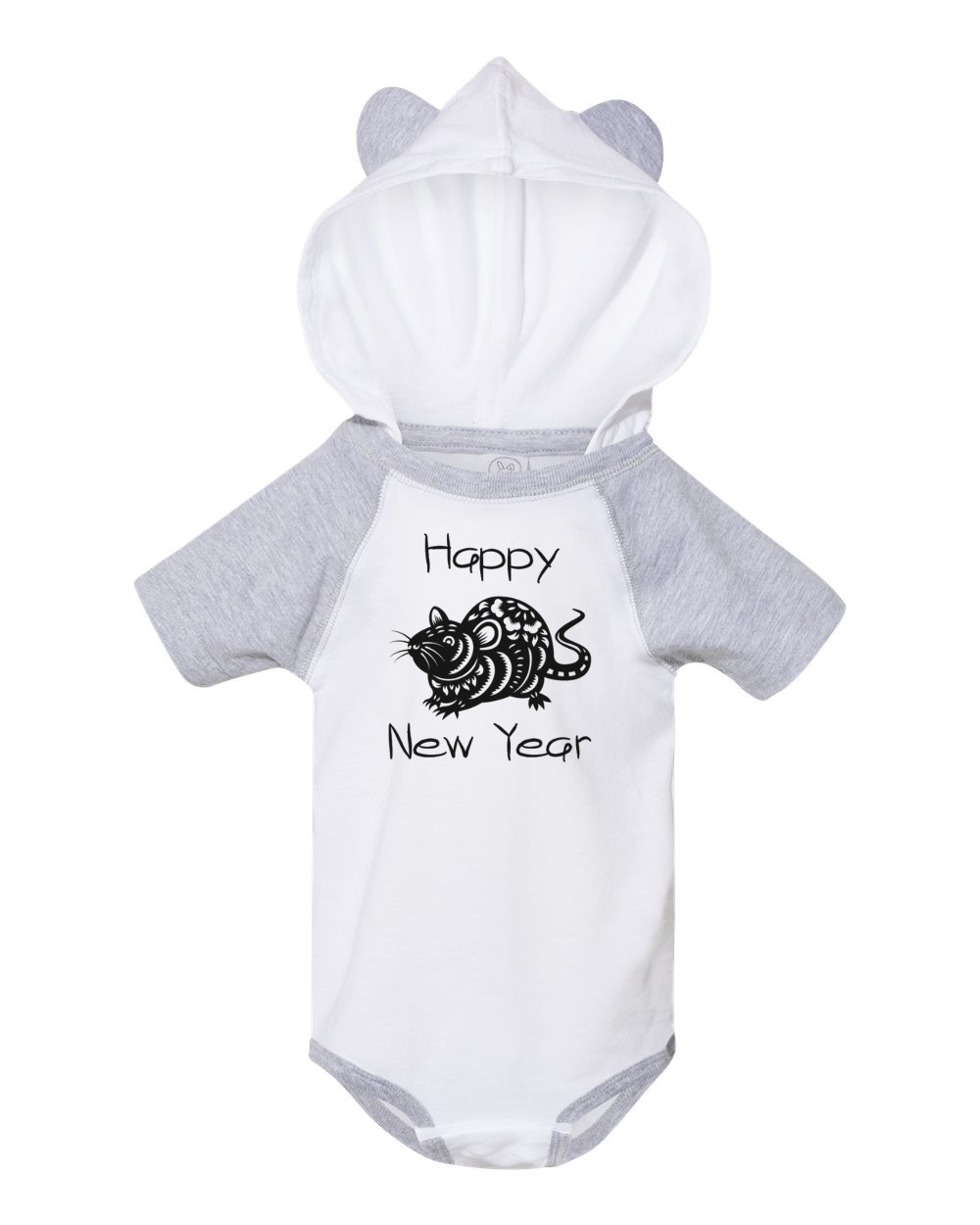 2020 Happy New Year Baby Bodysuit One-Piece Chinese Zodiac Jump Suit Hood Ears
