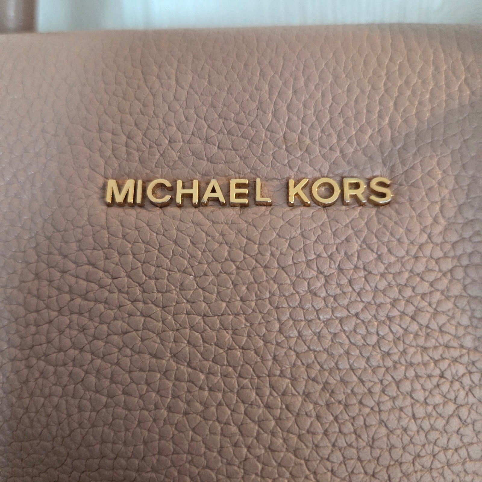 Michael Kors Mercer Large Pebbled Leather Satchel Mauve Pink Gold Hardware Tote