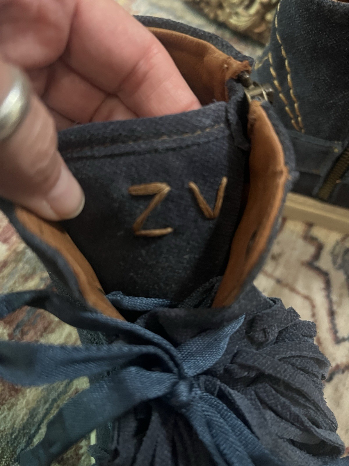 Zadig & Voltaire $398 High Flash Suede Denim High Tops Sneakers Shoes Sz. 39