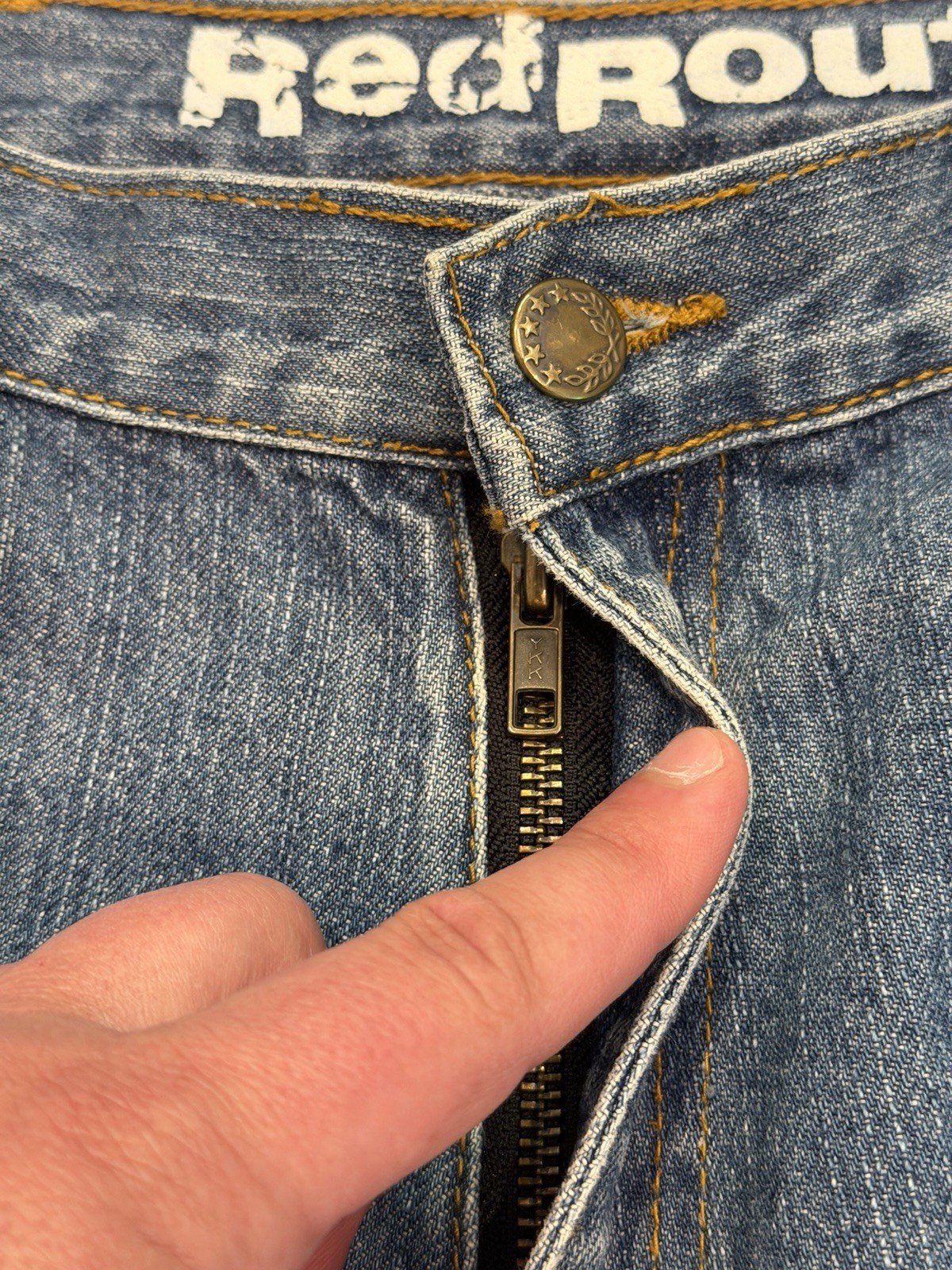RED ROUTE Men’s Motorcycle Riding “made with Kevlar” Blue Jeans 34×32 Regular
