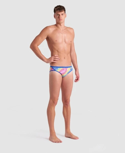 Arena men pink rainbow swim brief bikini swimwear size 30 32 34 36 38