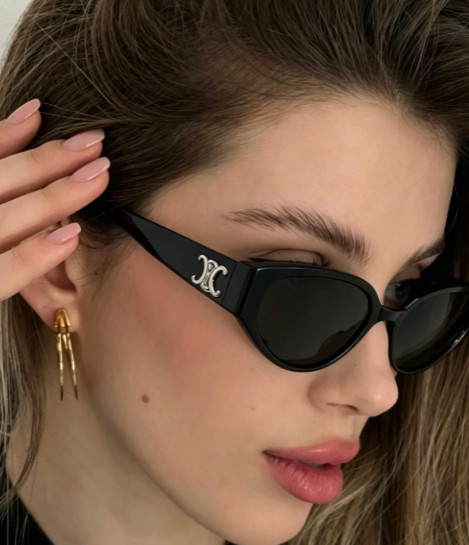 Celine CL40282U 01B Triomphe Sunglasses Black Silver Logo 53‑18‑140