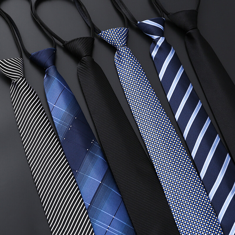 Lazy Men’s Zipper Necktie Solid Striped Casual Business Wedding Zip Up Neck Tie✔