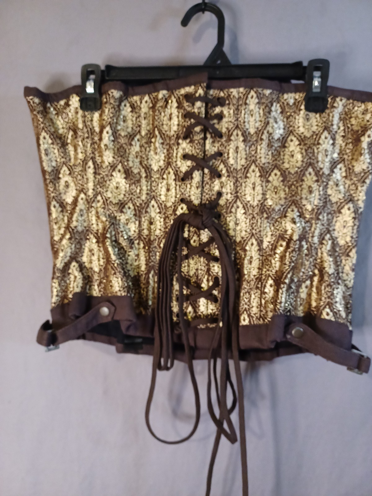 HOA Designs Waist Training Corset Steampunk Coffee Gold And Brown Barcade 32…