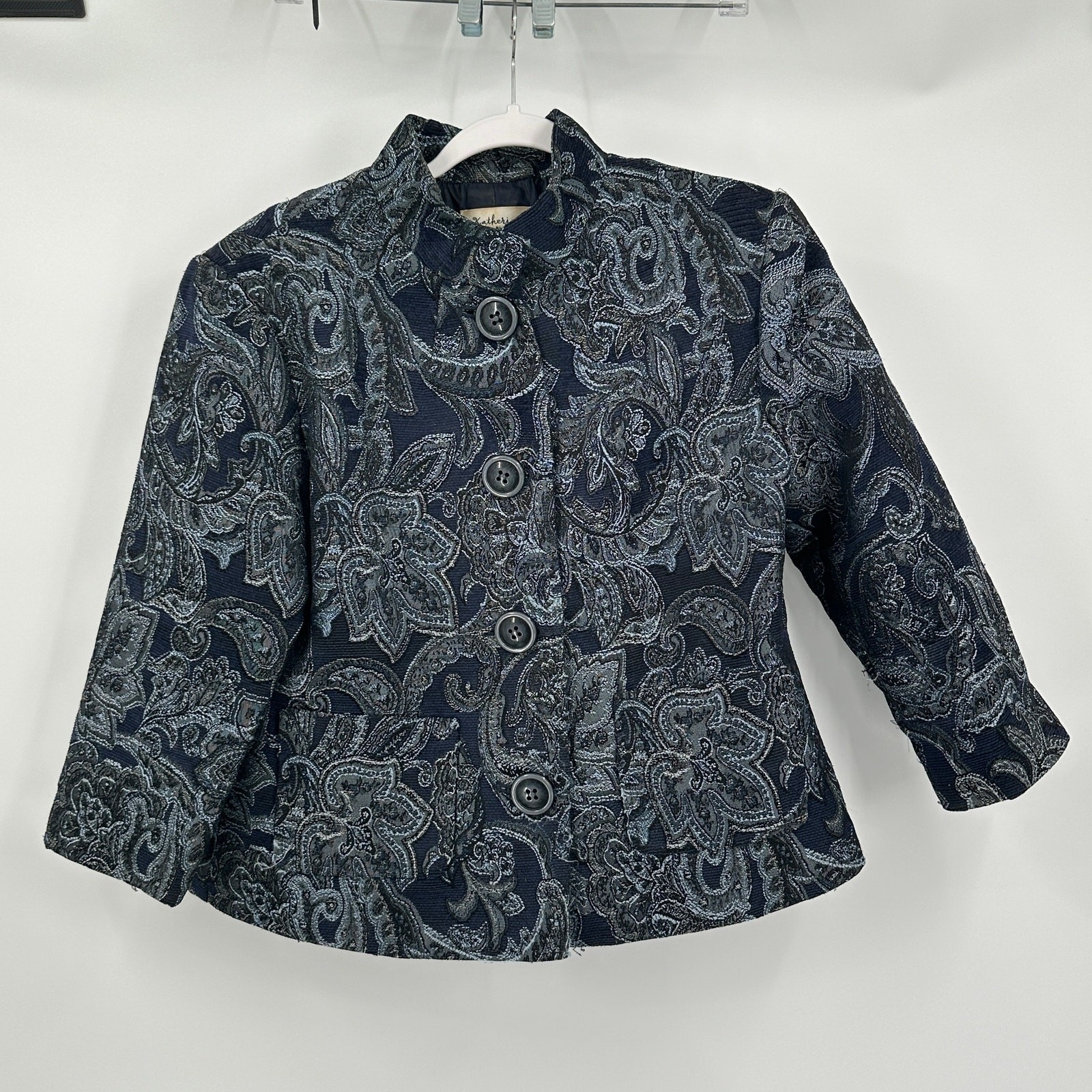 Womens Regency Baroque Jacket Size L Jacquard Metallic Paisley Victorian Glam