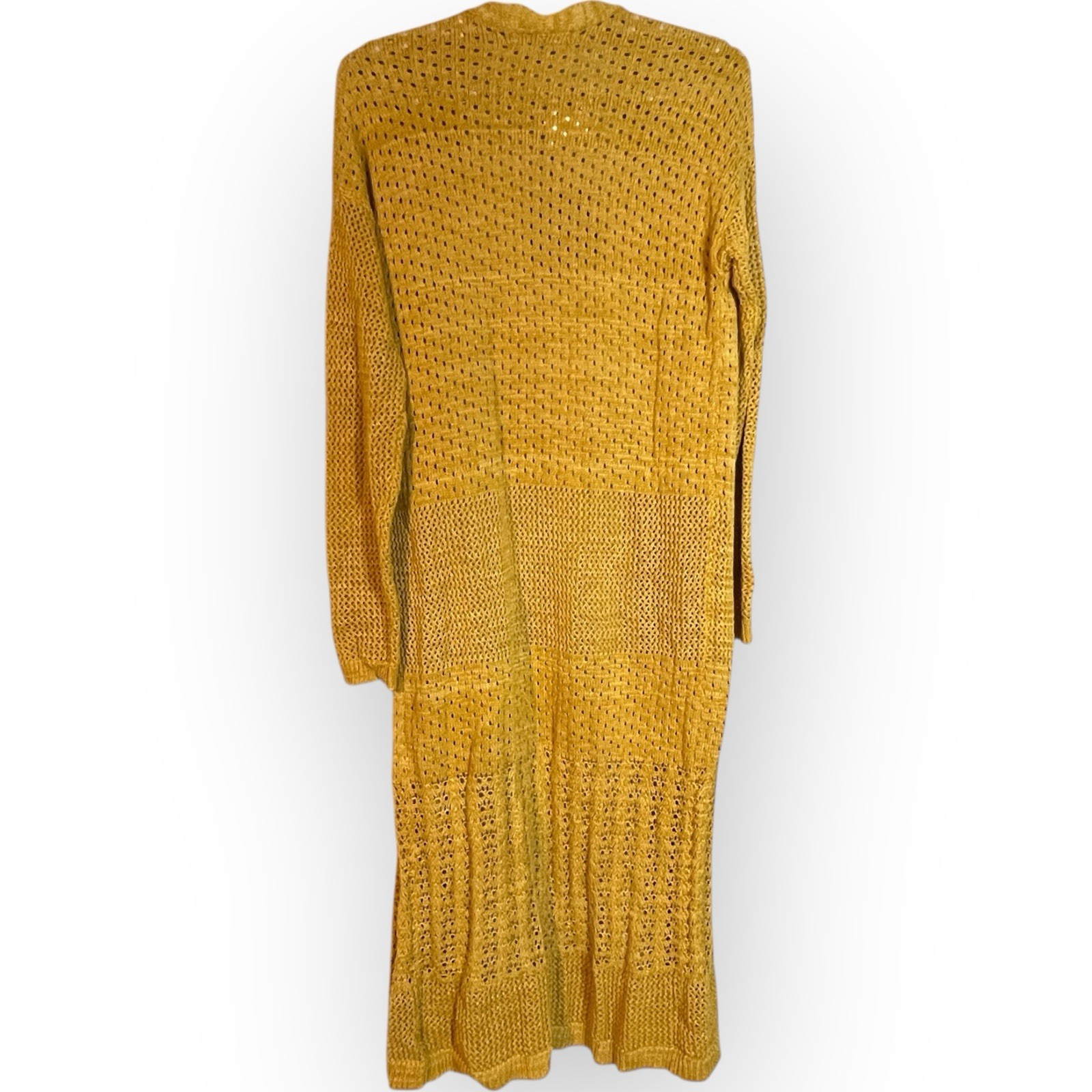Marled Yellow Duster Open Cardigan Long Lightweight XS Sahara Sun Lagenlook
