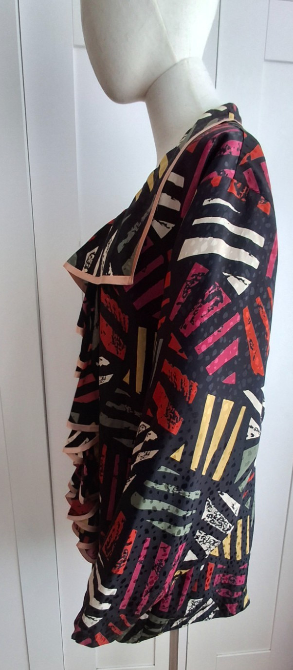 Vintage Designer John Bates London Jacket Ruffle Open Front Multicoloured Size L