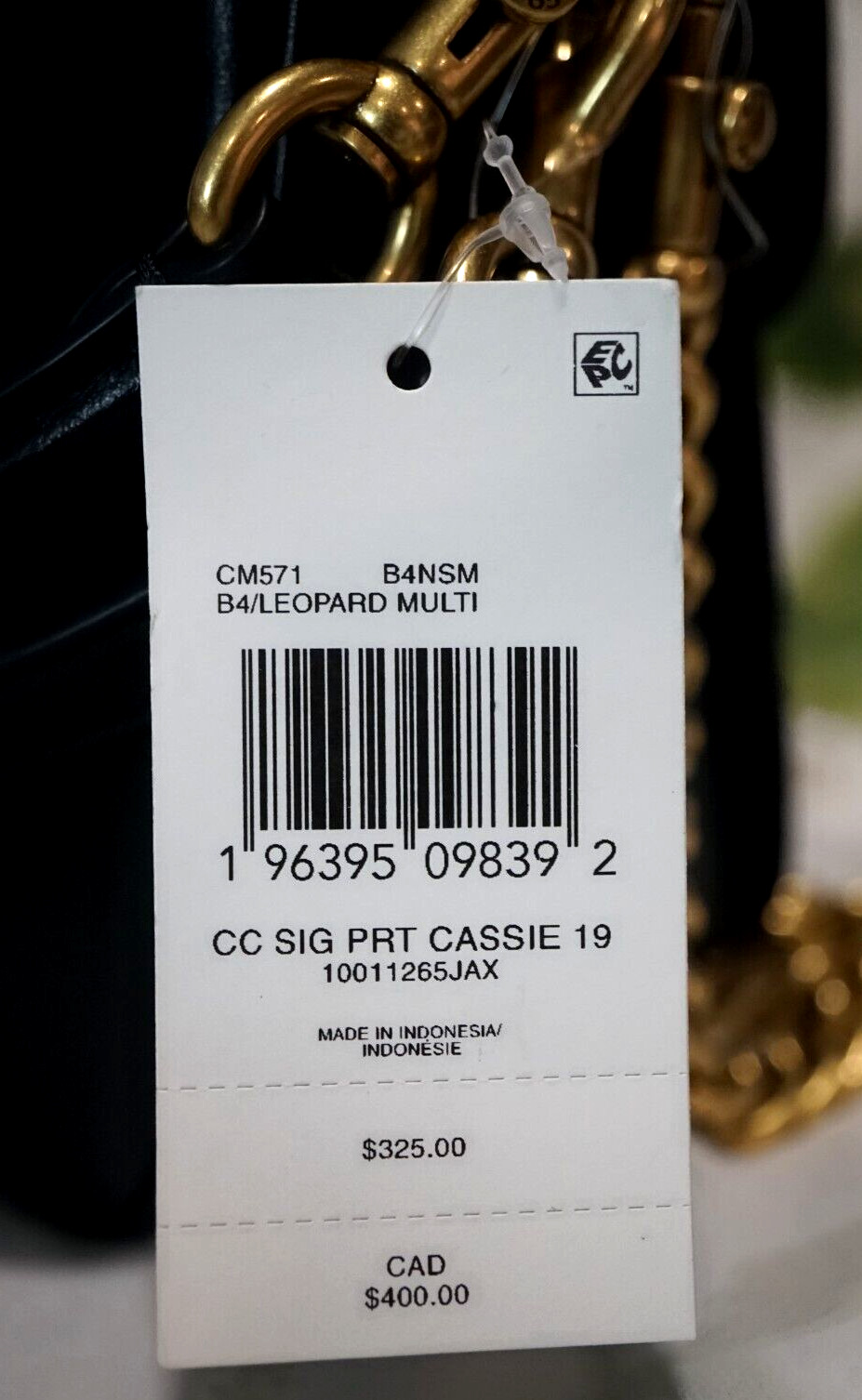 NWT COACH Cassie 19 CM571 Chain Satchel Crossbody Handbag In LEOPARD MULTI Brass