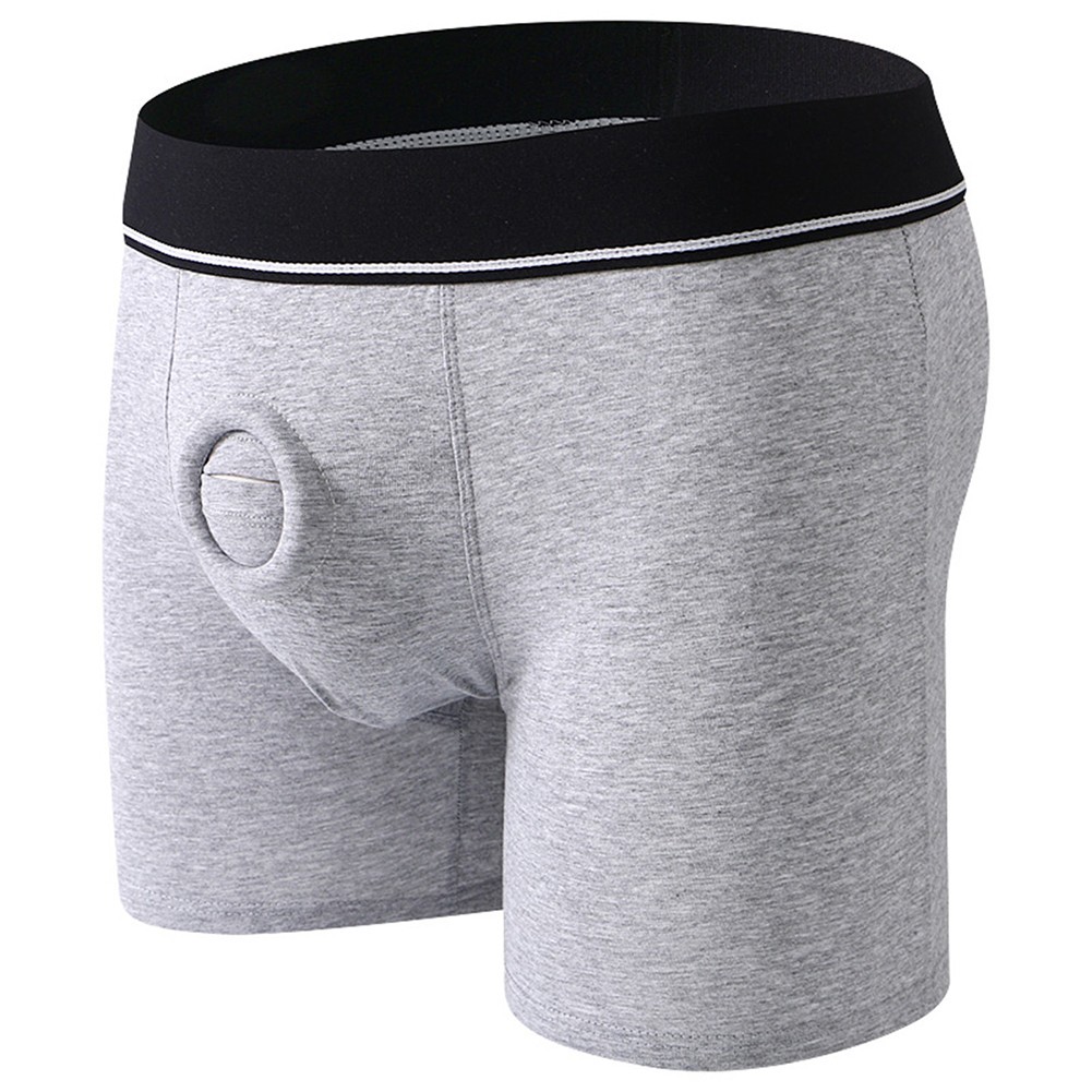 Comfortable Men’s Boxer Shorts with Cockring and Open Pouch Hole Design