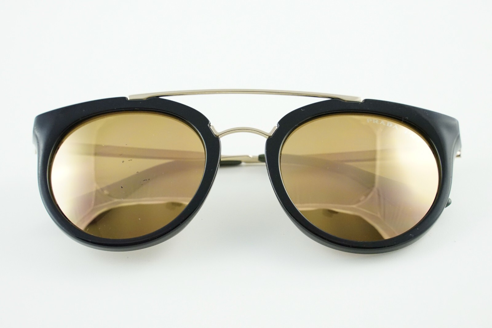 Pre-Owned SPR 23S Prada 1AB-5N2 Gold Polished Black/Mirrored Gold 52-22-140 3P