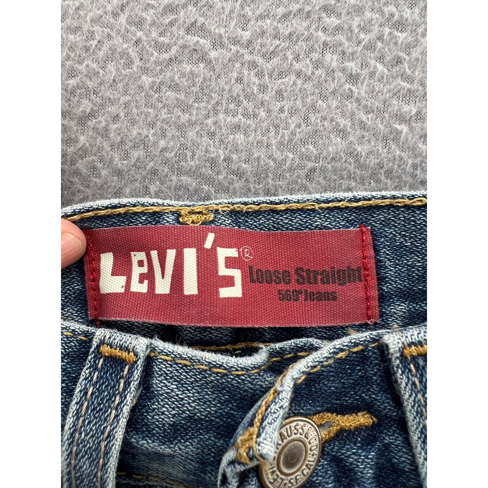 Levis 569 Loose Straight Denim Cut Off Shorts Blue Medium Wash 14 Slim