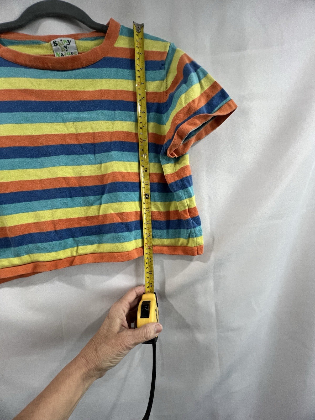 Shiny By Nature Striped Knit Top Large Colorful Cotton 1970s Retro Tomboy Hippie